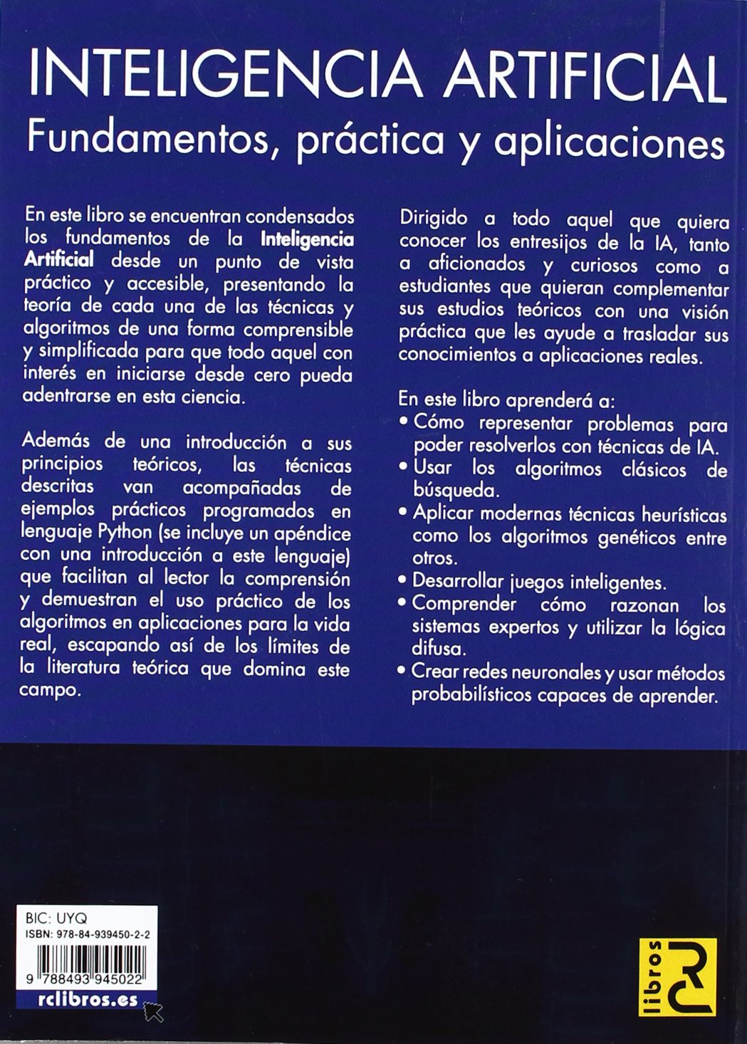 INTELIGENCIA ARTIFICIAL. Fundamentos, práctica y aplicaciones
