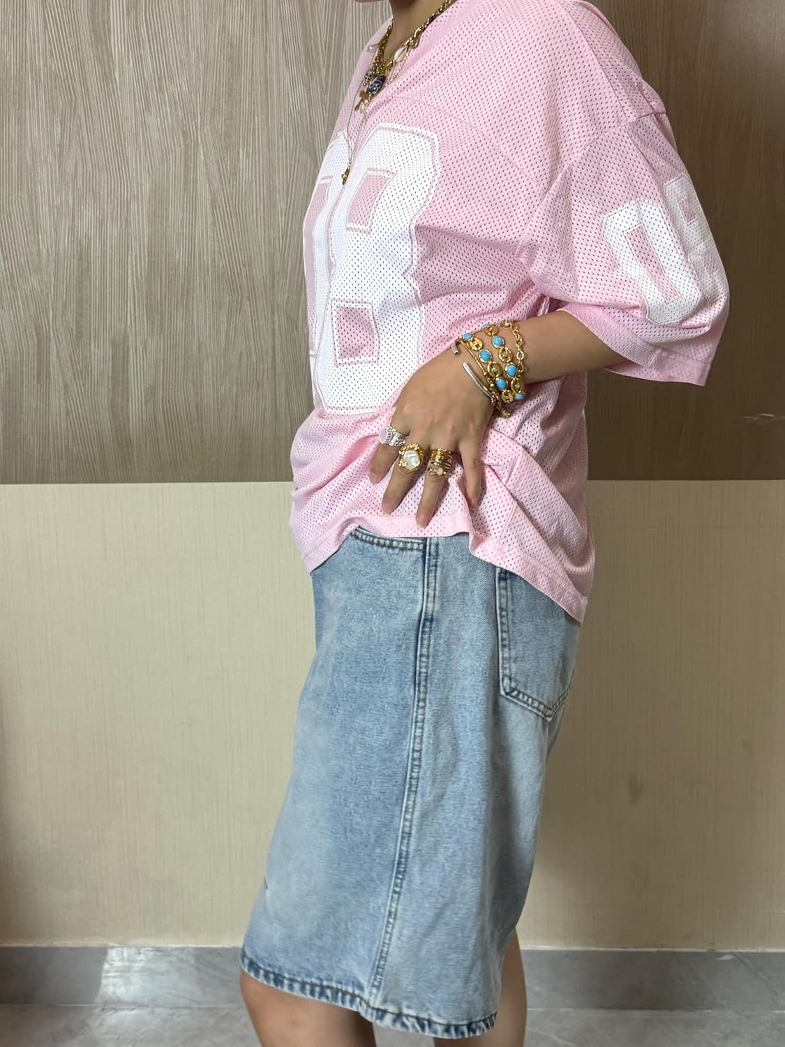 Meihuida Womens Oversized Football Jersey Shirts Cute Number Graphic V Neck Short Sleeve Y2k Streetwear - Image 5