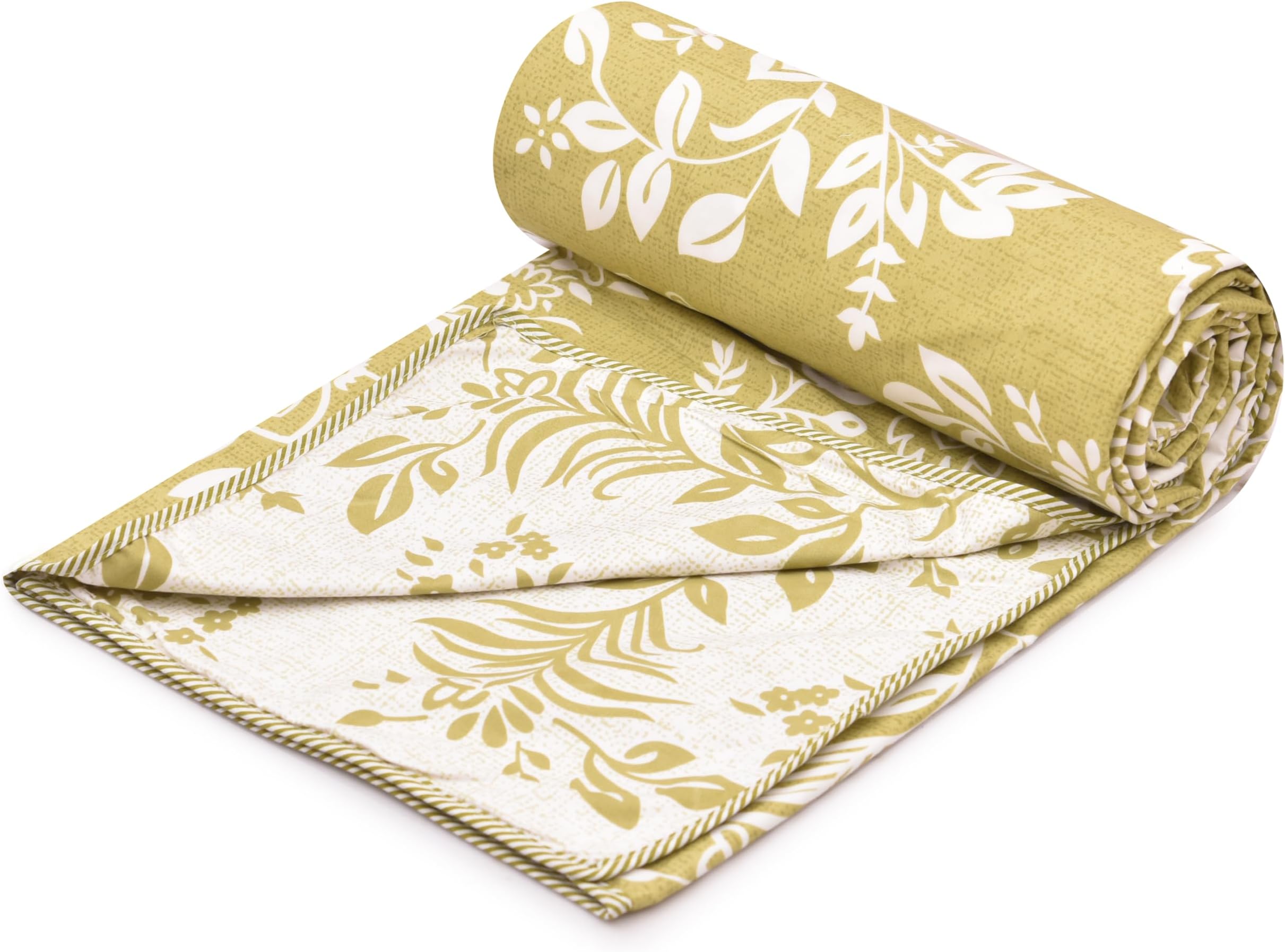 COZY FURNISH Super Soft Brushed Microfiber Cotton 3 Layer Breathable Single Dohar Lightweight Warm Bed Dohar 57X87(Inches) 144X220(CM) Flannel Dohar Throws for Bed (Golden)| TC - 144