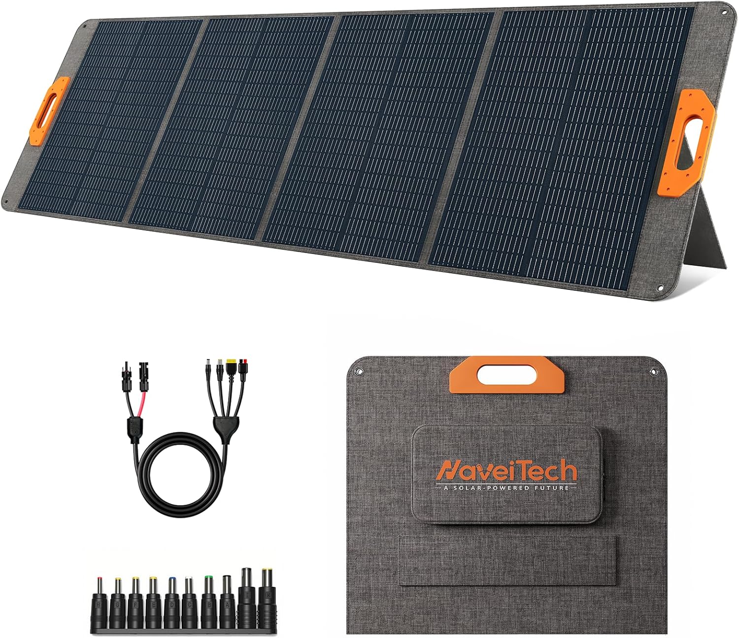 200W Portable Solar Panel, 25% High Efficiency Foldable Solar Panel Charger for Power Station, for Power Station, with Sturdy Kickstands, Fast Setup for Camping, RV, Pickup, Marine Off-Grid