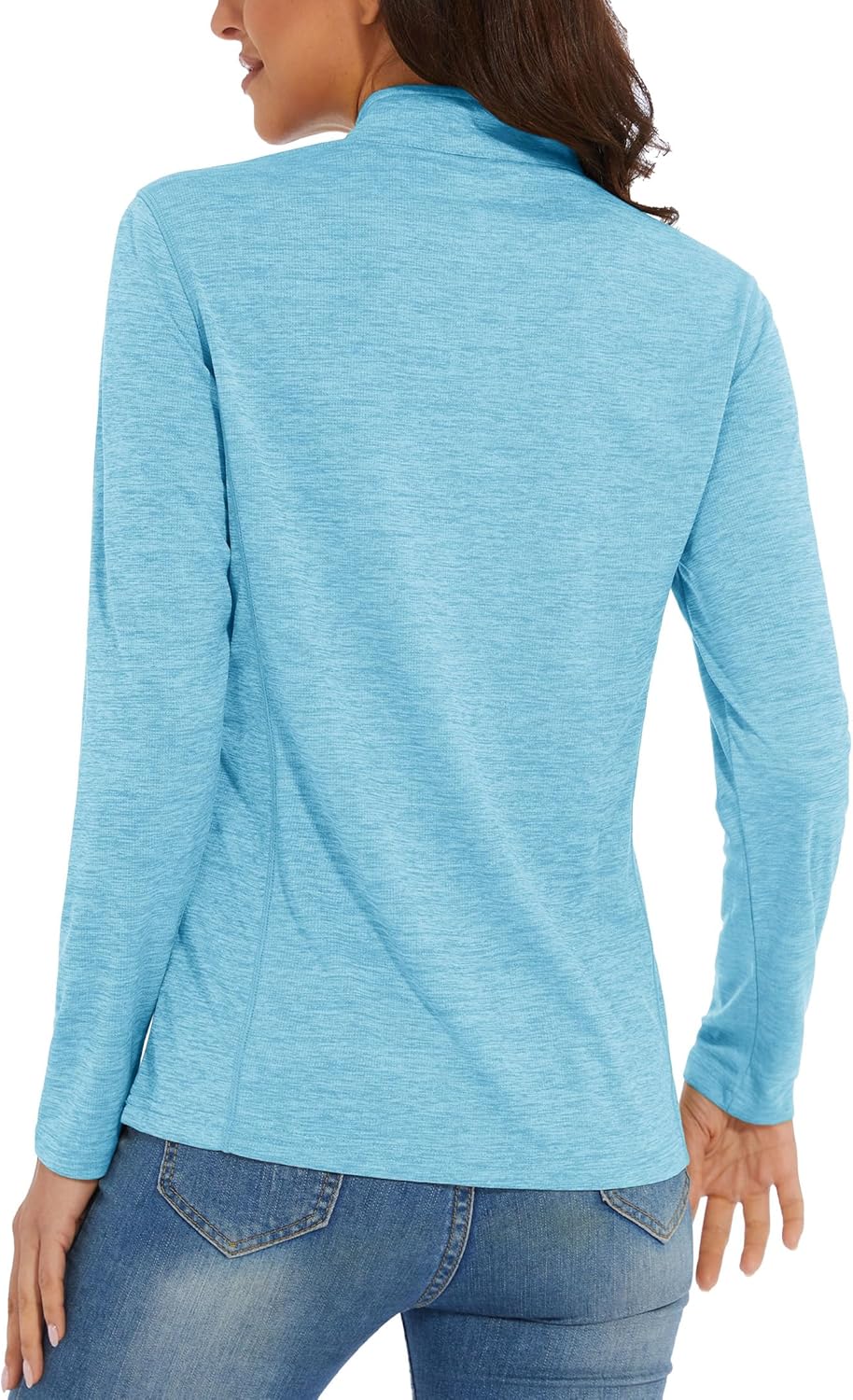 MAGCOMSEN Women's Long Sleeve Shirts 1/4 Zip Pullover UPF 50+ Quick Dry Workout Tops Running Athletic Hiking Shirts - Image 2