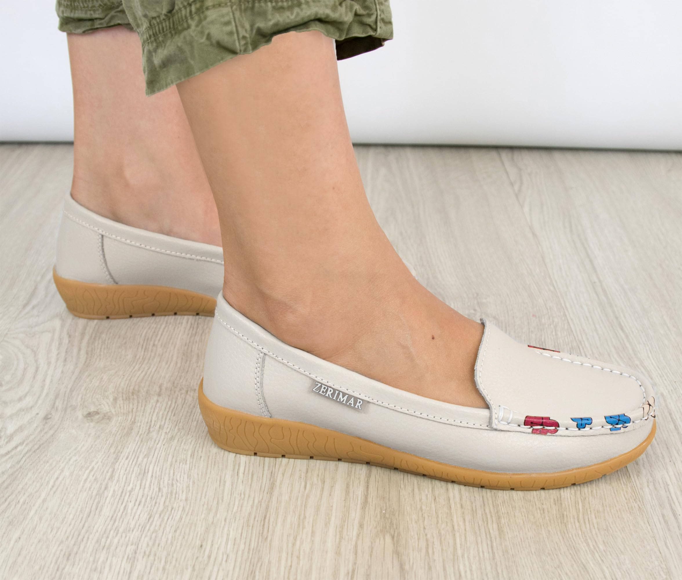 Zerimar Scarpe comode da Donna - Mocassini Donna in Pelle - Ballerine Donna per L'Estate - Scarpe estive da Donna - Mocassini Donna in Pelle - Eleganti e Confortevoli