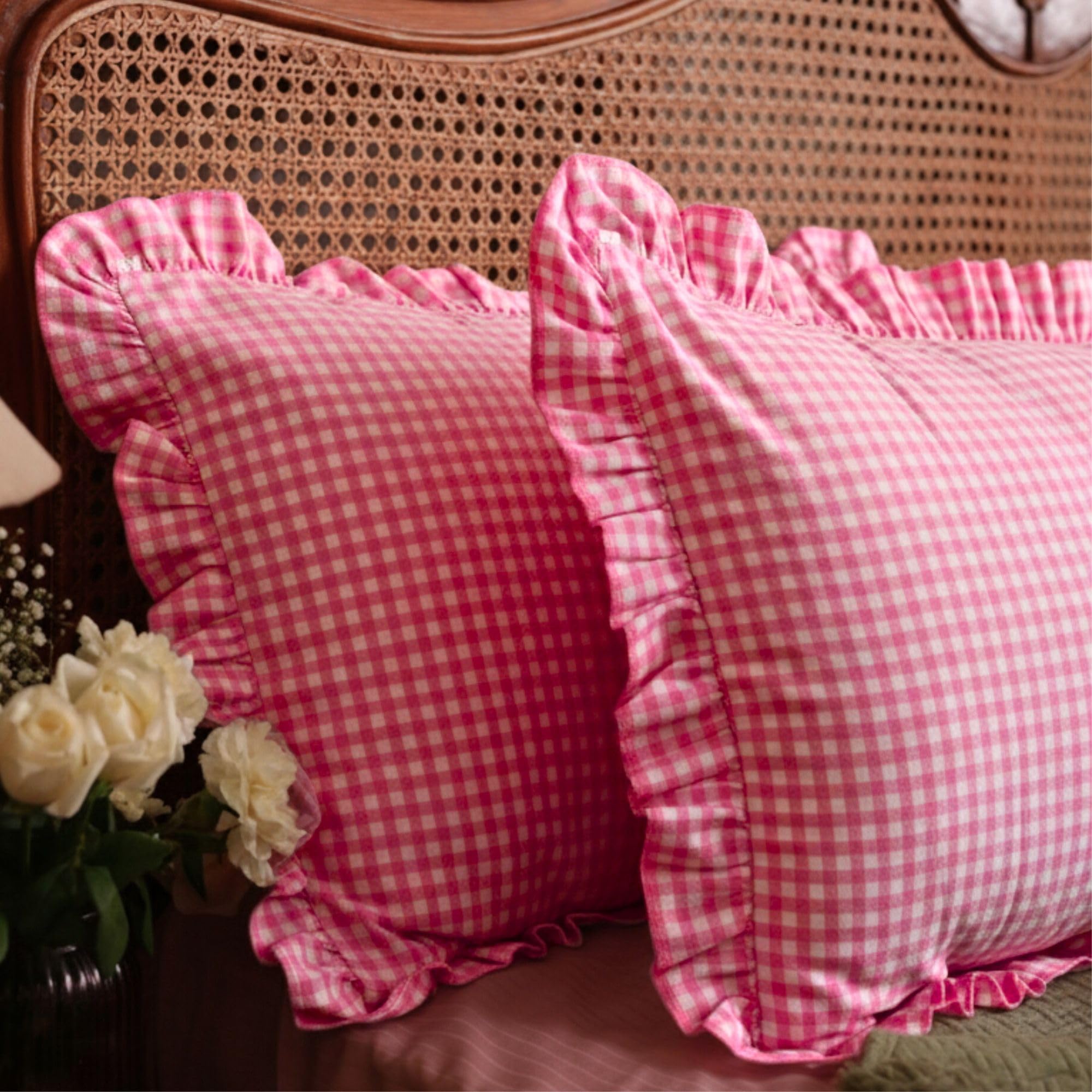 Pink Checkered Pillow Covers - Soft & Breathable -7 Pink Checkered Pillow Covers - Soft & Breathable -7