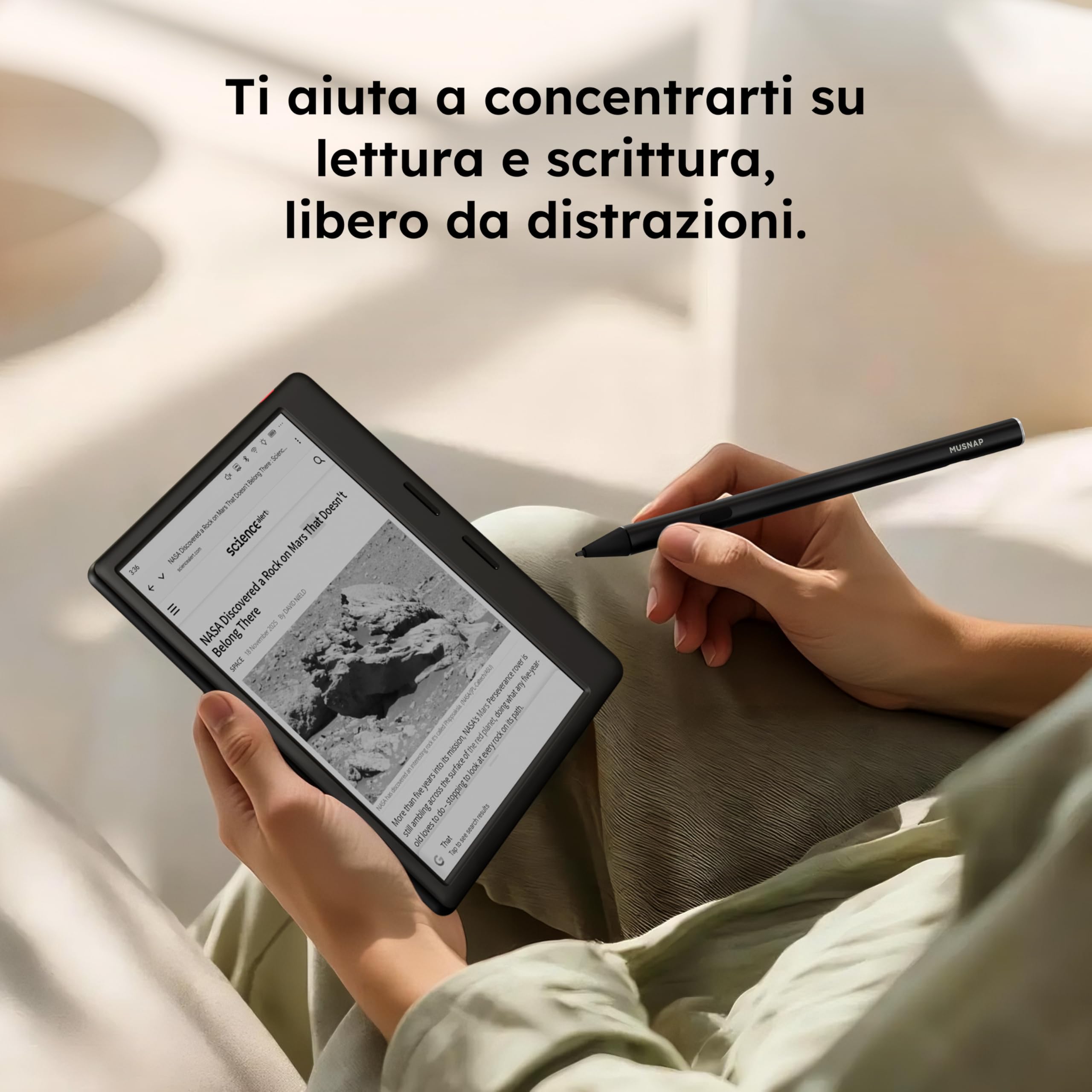 Ocean 64GB+4GB 17,8 cm (7 pollici) eBook Reader Supporta la Scrittura a Mano, Tablet con Display E-Ink da 17,8 cm (7 pollici) con Batteria a Lunga Durata per Lettura e Scrittura (Pennino Musnap