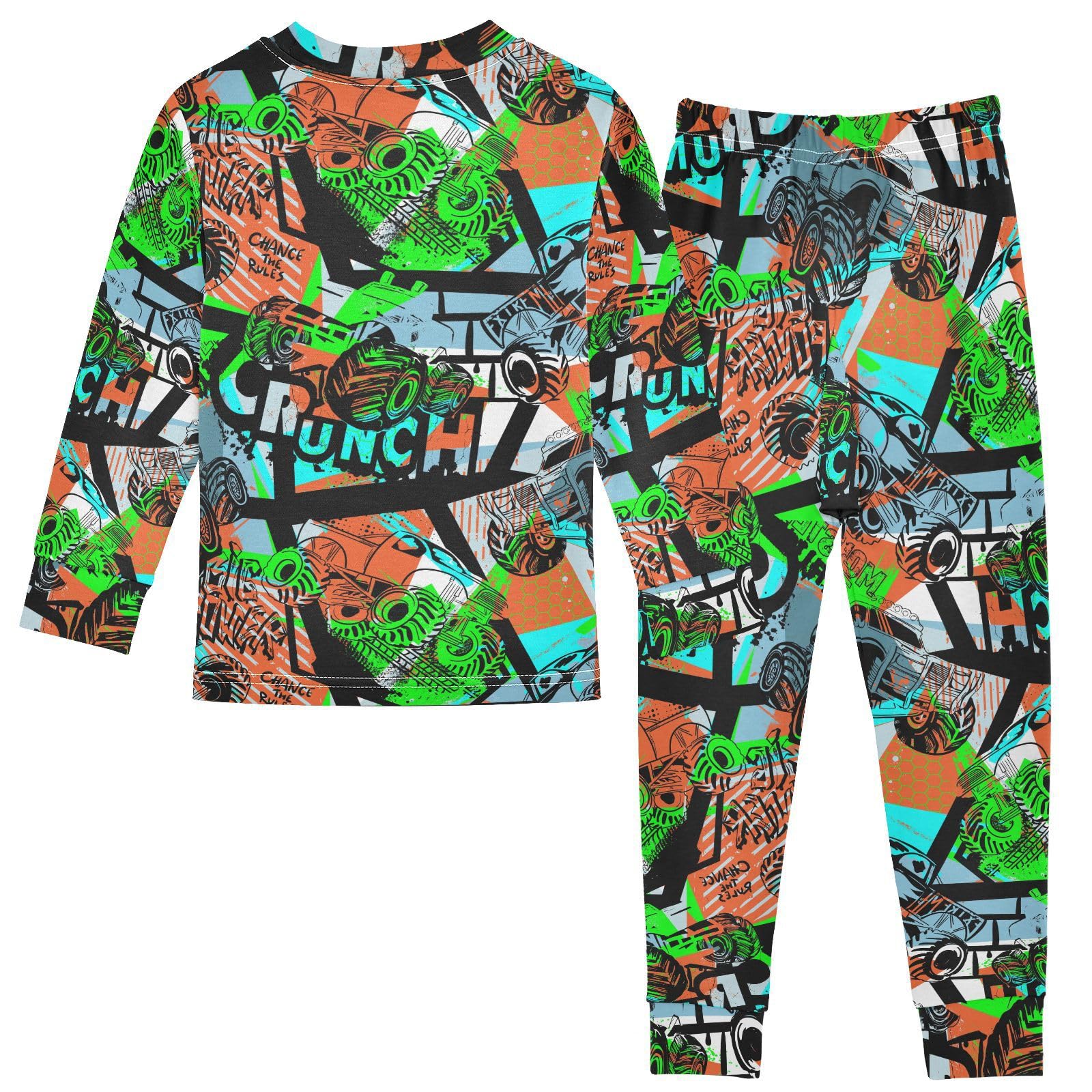 JHKKU Monster Truck Pajamas Set Cotton 2 Piece Soft Comfy Pjs Long Sleeve Lounge Sleepwear 3T