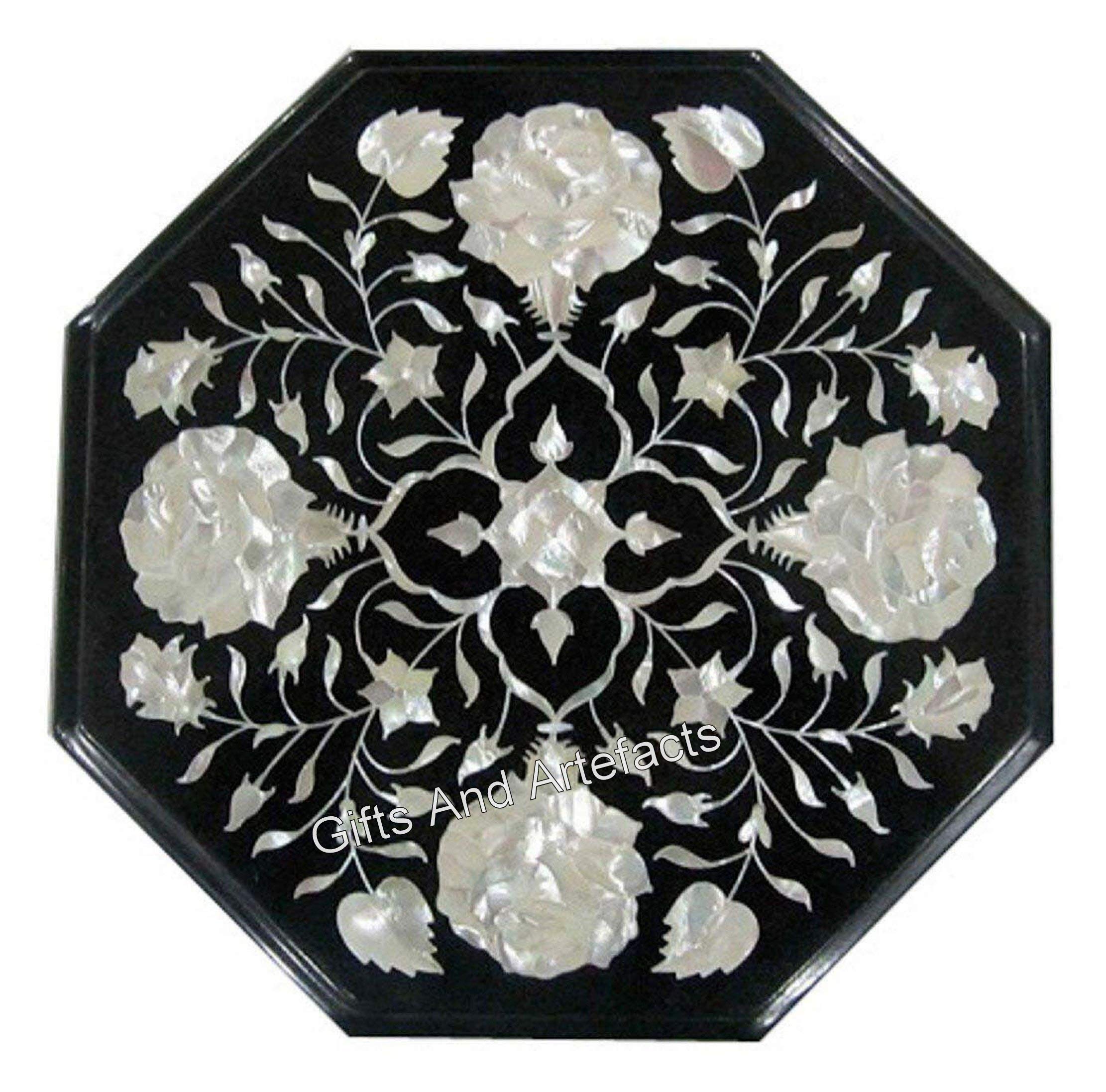 Table d'angle en nacre noire 30cm petite table d'appoint de salon