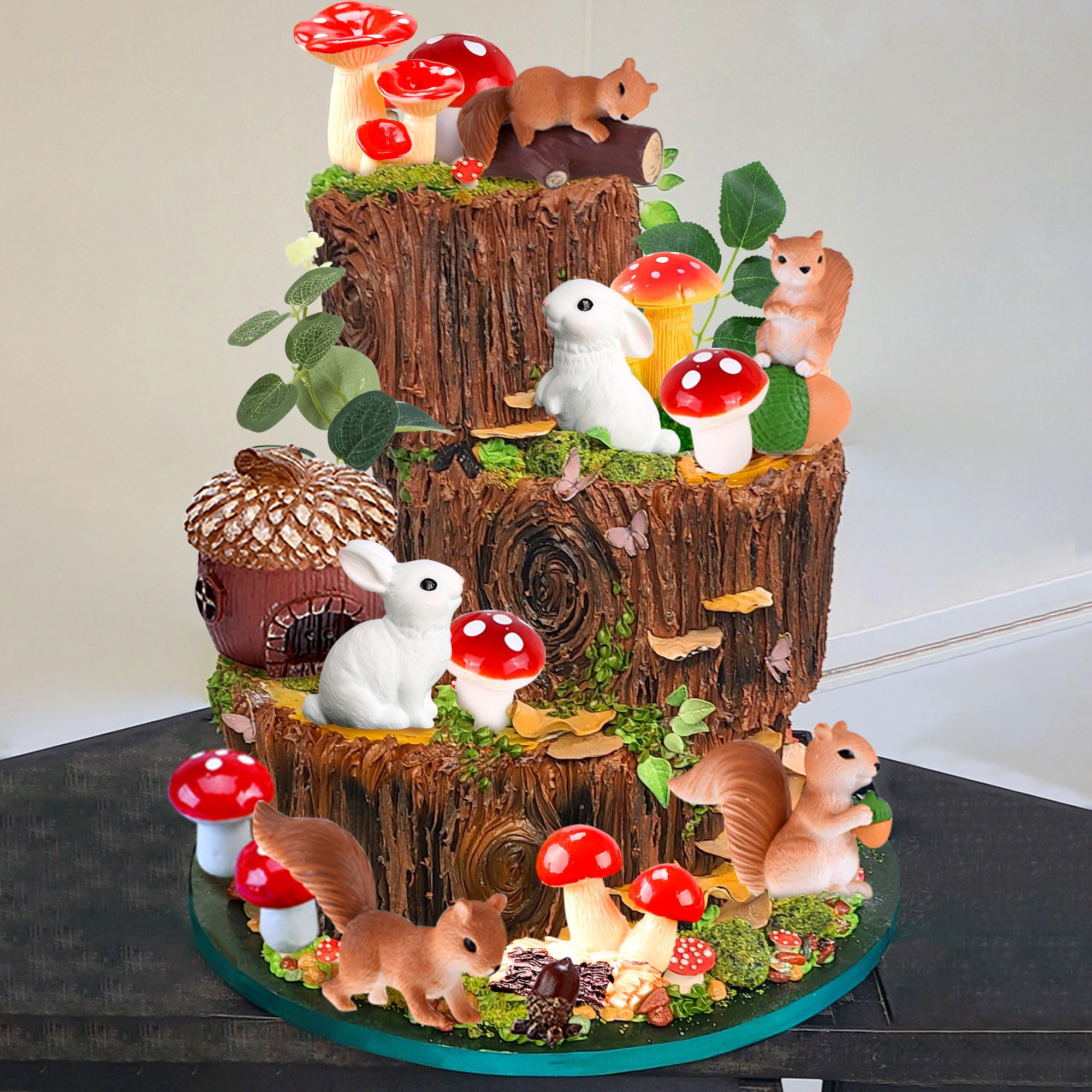 JeVenis Mushroom Cake Toppers Mushroom Cake Decoration Woodland Animals Cake Decoration Garden Cake Decorations Woodland Party Supplies Favors - Image 2