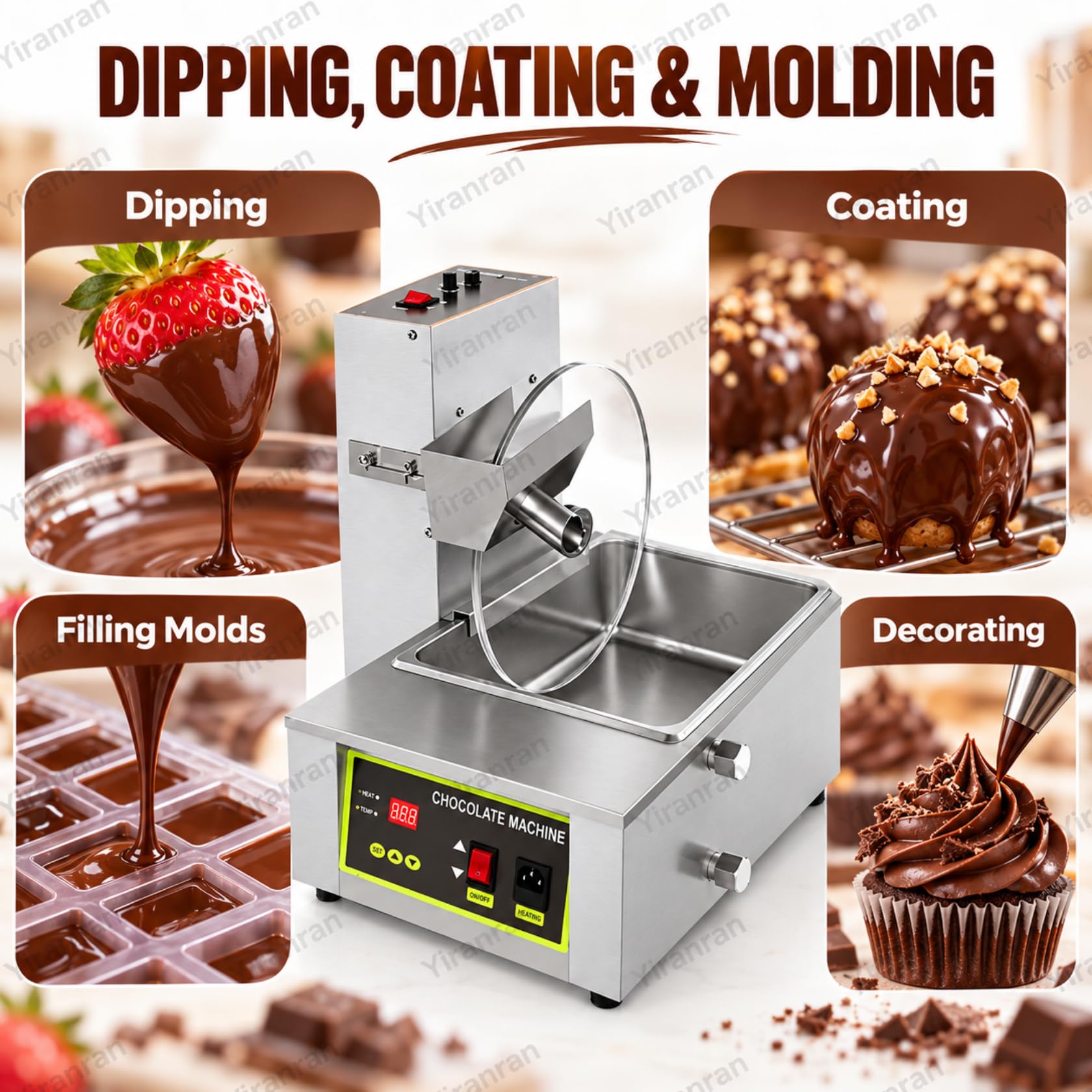 Macchina Professionale Per La Fusione Del Cioccolato Con Ruota Di Miscelazione, Miscelatore E Macchina Per La Fusione Del Cioccolato Con Colata Continua, Serbatoio Di Fusione Da 8 Kg, Temperatura