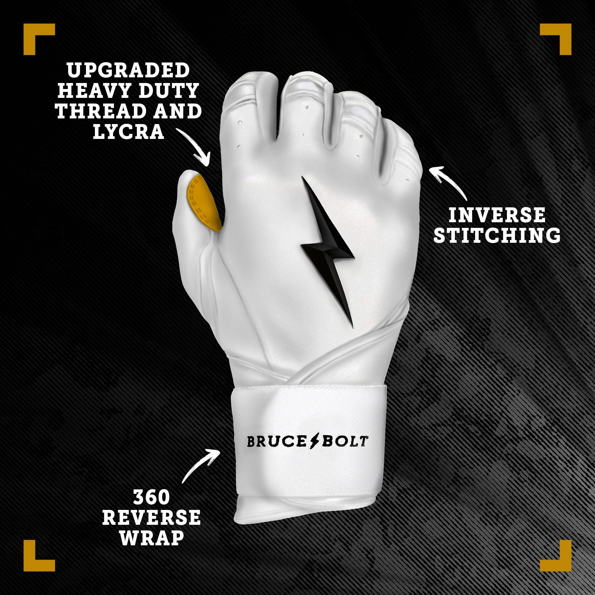 BRUCE BOLT Original Series Long Cuff White Batting Glove