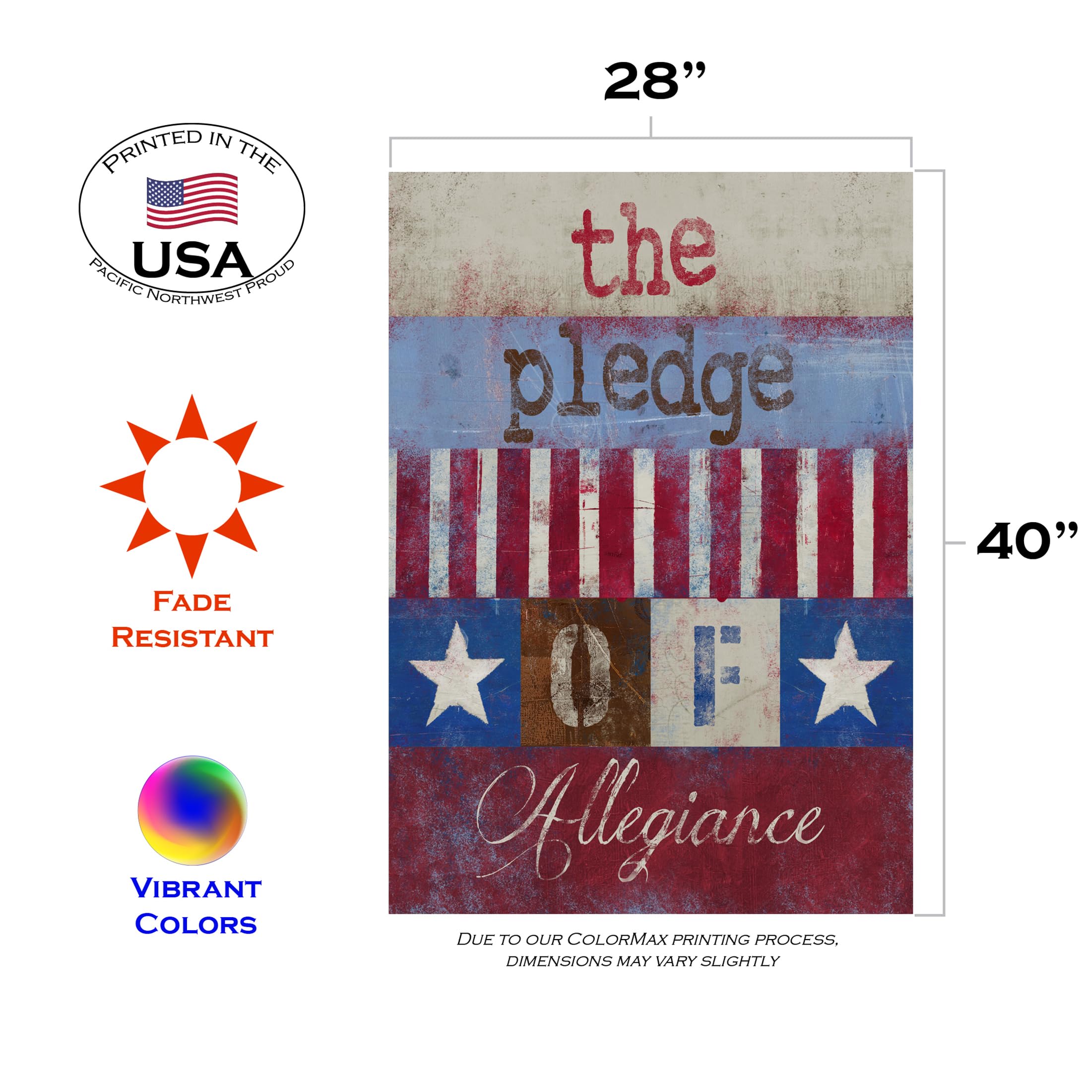 Toland Home Garden United We Stand 71,1 x 101,6 cm Dekorative rustikale Patriotische Pledge-Fahne