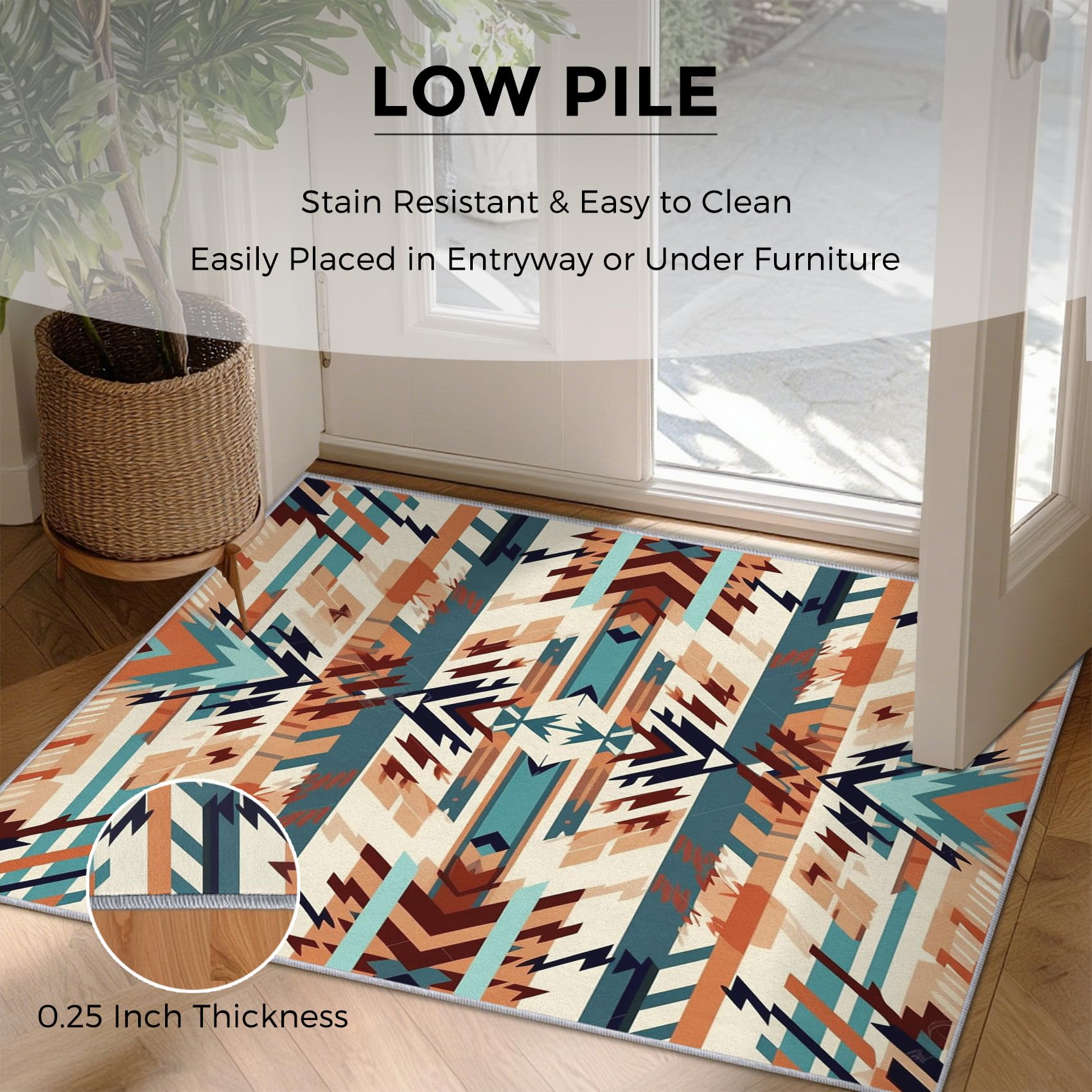 Generico Tappeto Salotto Sud-Ovest 120 x 120 cm, Tappeto Nativi Americani Navajo, Antiscivolo Pelo Corto Lavabili per Camera da Letto Cucina Bagno P-&100