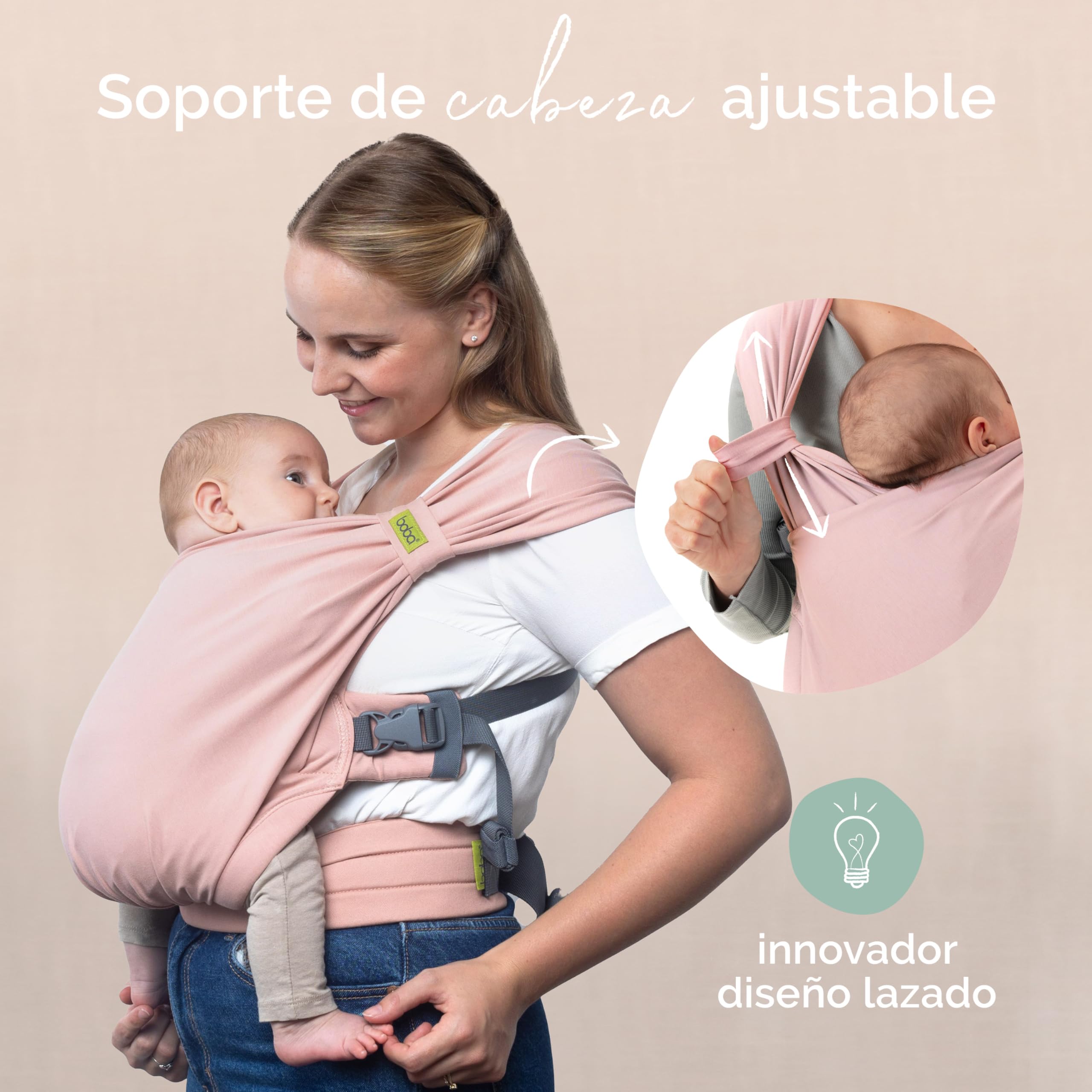 Boba Bliss Portabebés Recién Nacidos y Niños Pequeños, Mochila Portabebés Ergonómica, Fular Portabebé 2 en 1, Canguro para Bebé sin Ataduras, Fular Portabebé Suave y Elástico, 3-15kg (Bloom Bliss) - 5