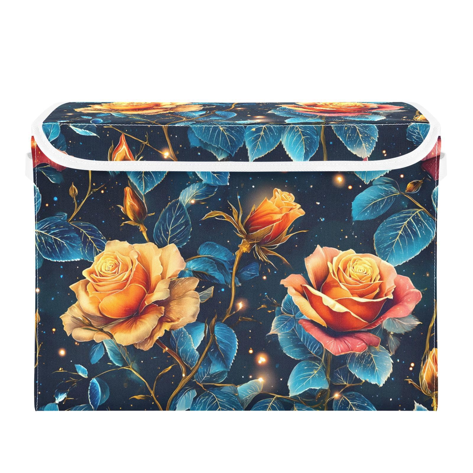 Panier de rangement pour jouets et vêtements motif floral rose de rêve