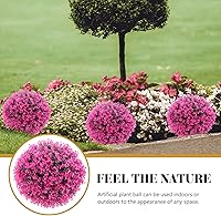 Vista 7 de Bola de planta artificial de topiario, bola decorativa de hoja de eucalipto, bolas decorativas de topiario para jardín, patio, balcón, boda (rosa)