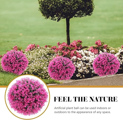 Miniatura 7 de Bola de planta artificial de topiario, bola decorativa de hoja de eucalipto, bolas decorativas de topiario para jardín, patio, balcón, boda (rosa)