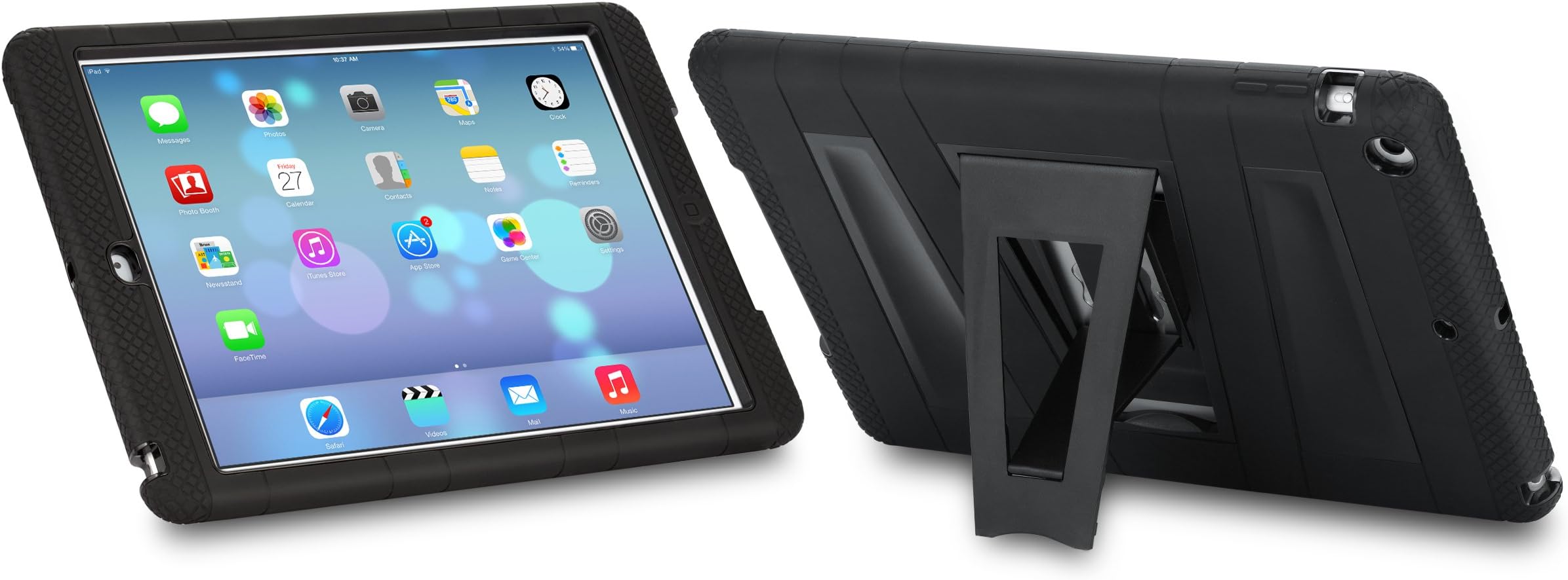 iPad Air 2 Case, VOXON Bumper Case Full-Body Protection KickStand Cover, Durable Hybrid Silicone + Hard Polycarbonate Kid Proof Extreme Duty [Shock-Absorption] with Foldable Stand For Apple iPad Air 2nd Generation