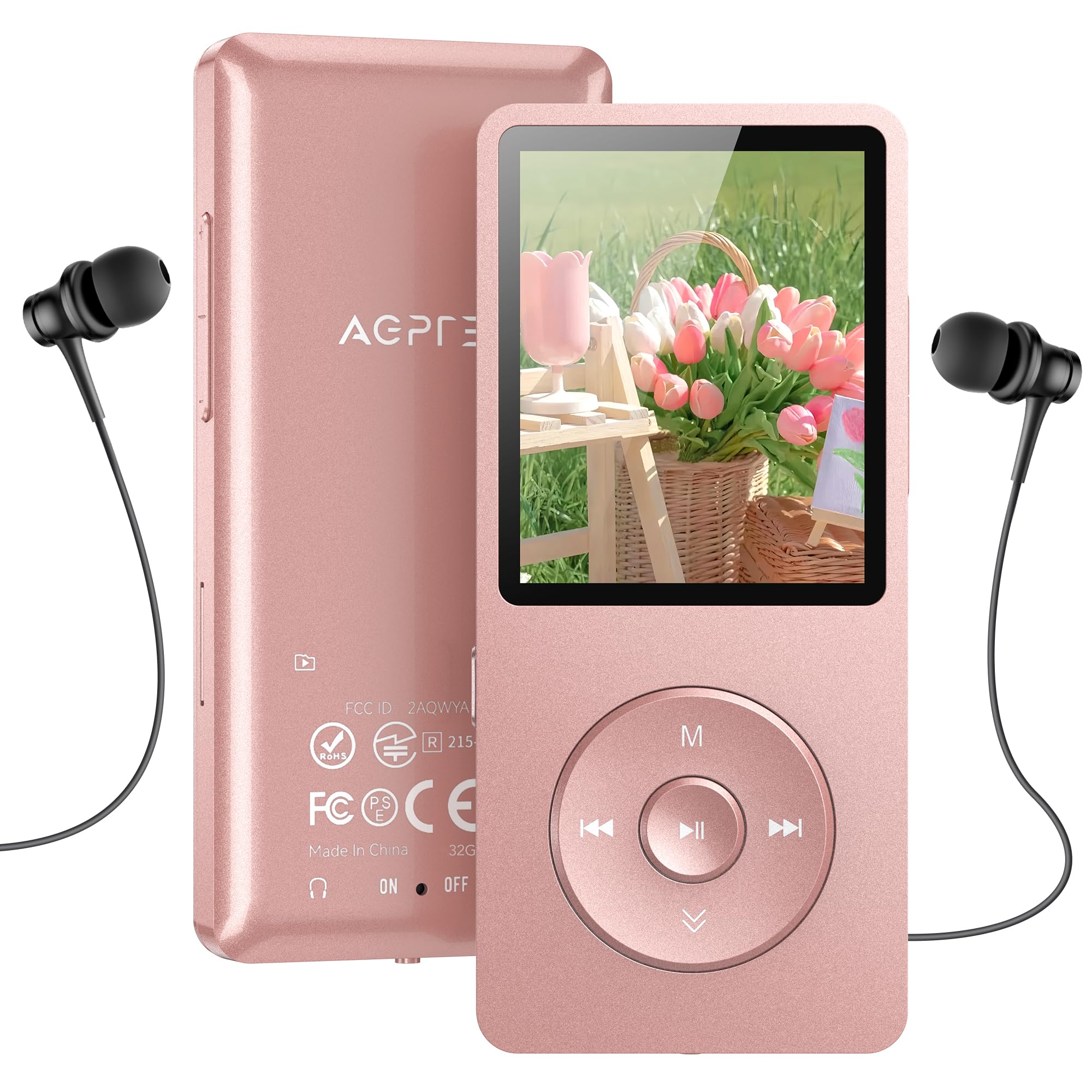 [サイトボタン追加] AGPTEK MP3プレーヤー 音楽プレーヤー HIFI 30g超軽量 16GB内蔵 128GBまで拡張可能 ボタン操作 音楽プレーヤー 40時間再生 ロスレスサウンド FMラジオ ダイレクト録音対応 アラーム 操作簡単 小型 通勤/ランニング/ヨガ/言語学習などに適用 イヤホン付き クリスマス ギフト プレゼント A02