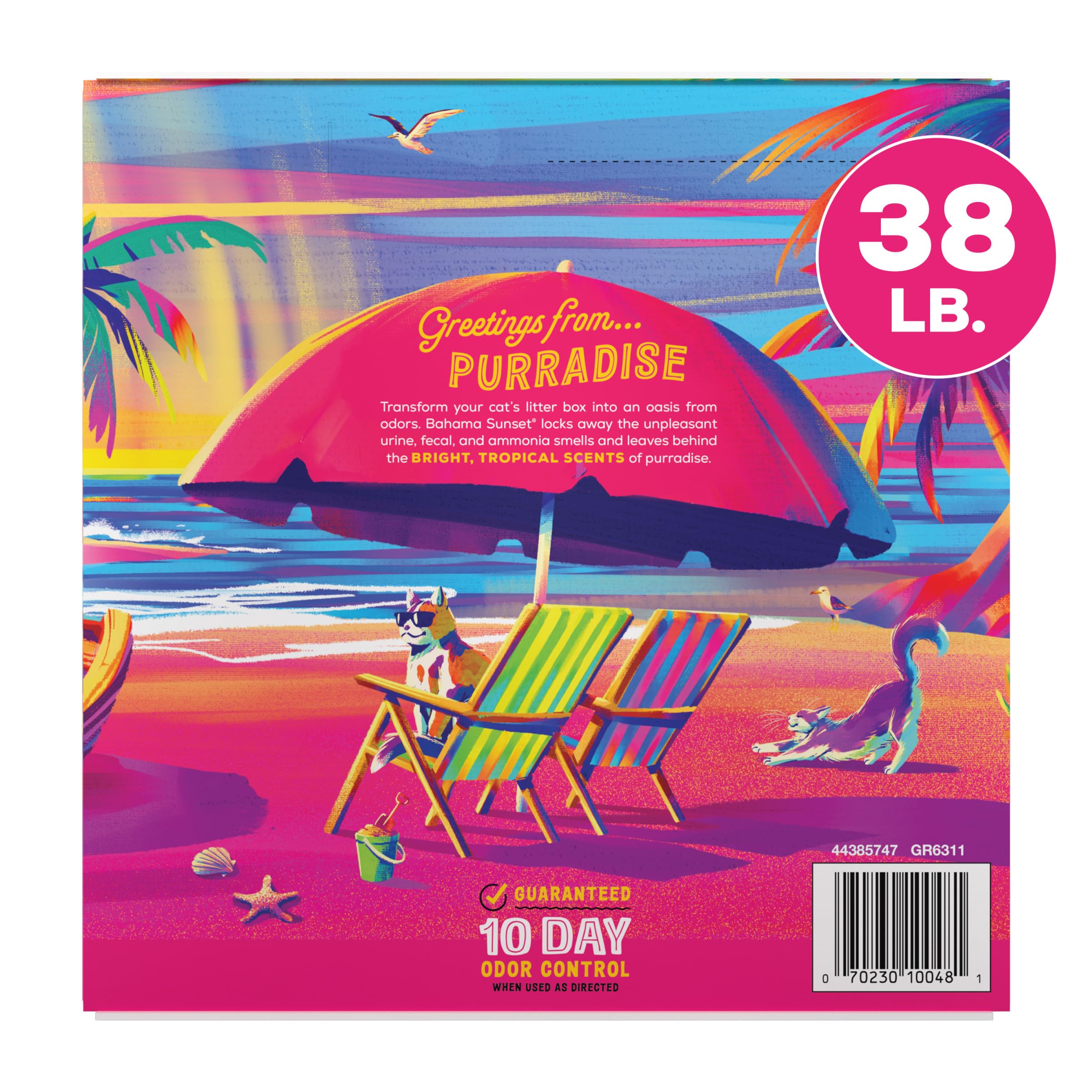 Purina Tidy Cats Bahama - Arena para gatos con aroma a atardecer, fórmula de control de olores, caja de 38 libras