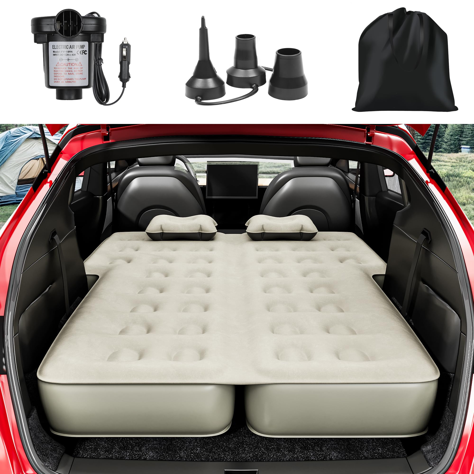 YITAHOME SUV Air Mattress with Pump, Pillows, Carry Bag & Repair Kit, 10" Inflatable Car Camping Bed for SUV, Jeep Wrangler, 4Runner & Mid-to-Large SUVs, Gray
