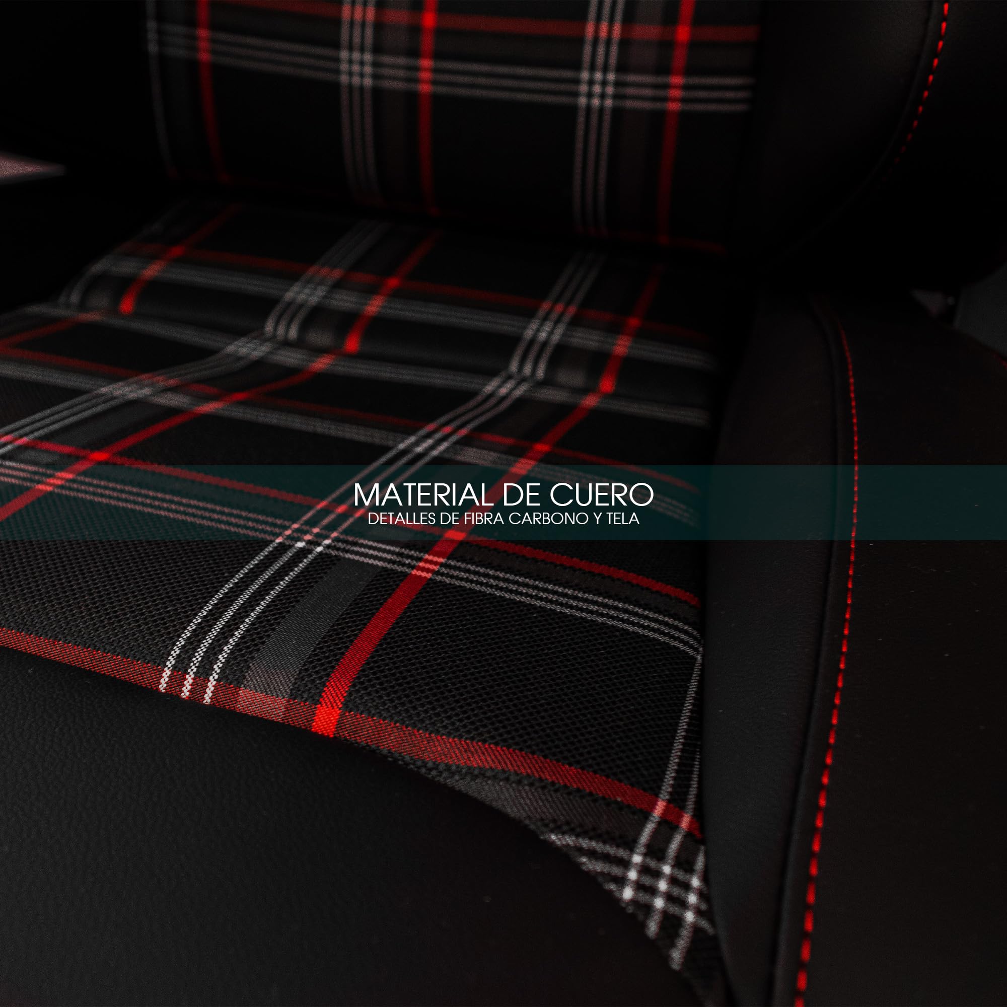 M MODAUTO Semibaquet S.E-S.C Cuero Negro/Paches De Tela/Detalles de Fibra Carbono,Semibaquet Deportivo,Adaptable para Coches,Ríeles Incluidos.N512L