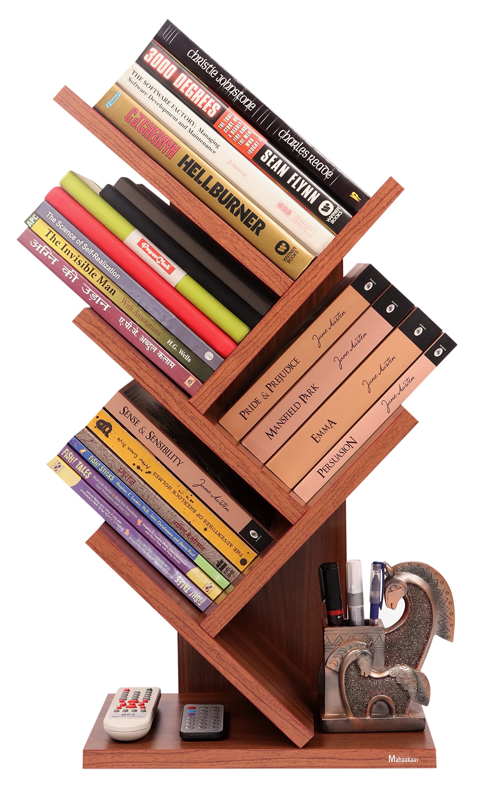 Sumwud Studio Engineered Wood Wall Shelves Desk Organisor Bookcase Space Saving Holder Classic Walnut-picture-26