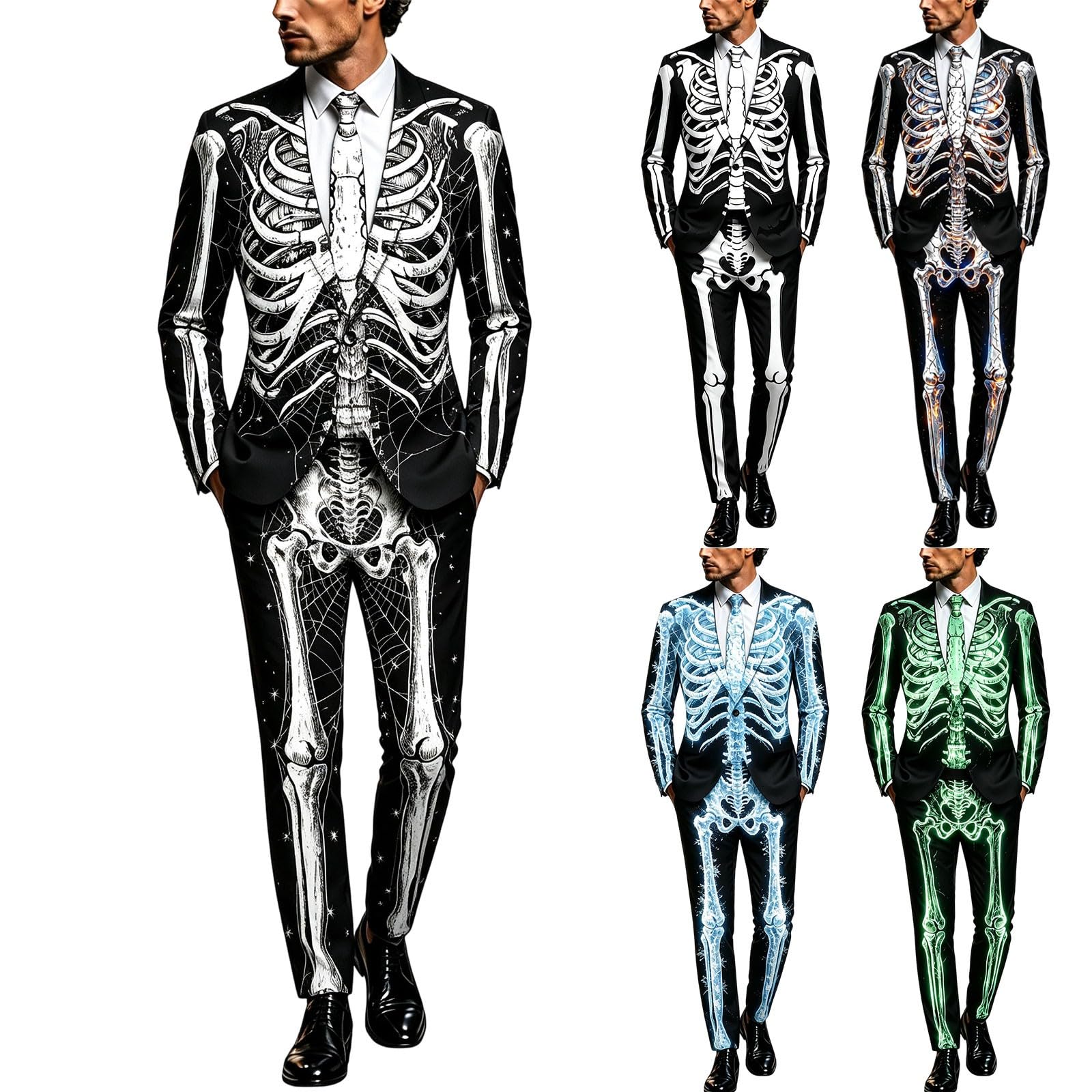 Conjunto de chándal de esqueleto de Halloween para hombre, 2 piezas