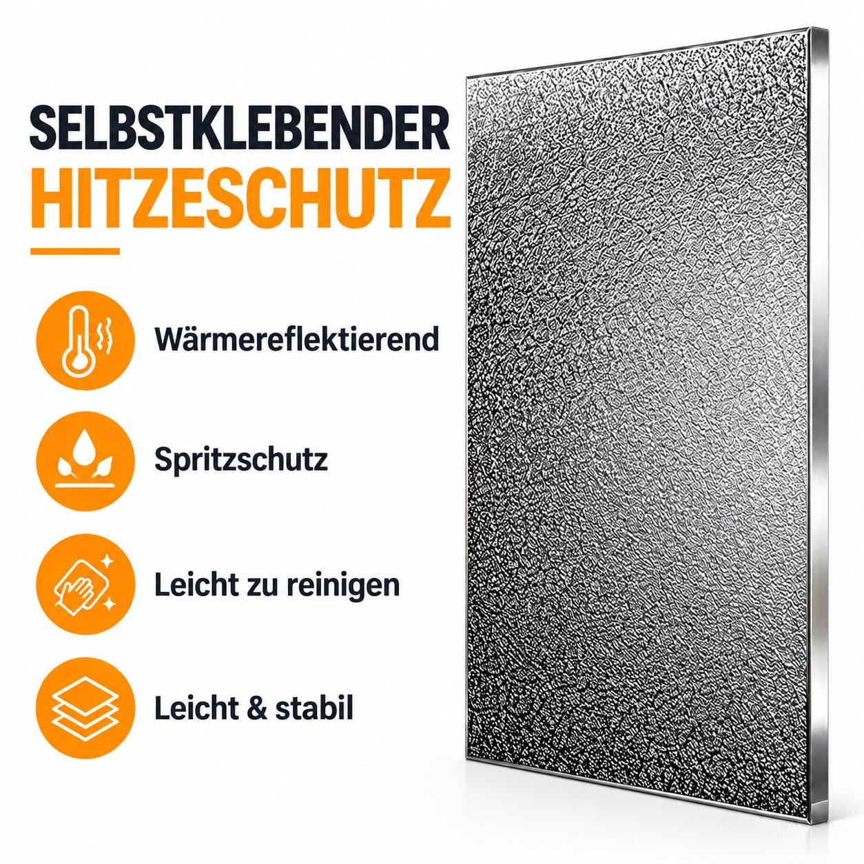 Hitzeschutzplatte Küche 20-80 Cm, Aluminium Hitzeschild Für Herd Und Ofen (50 cmx60 cm,Magnetic)