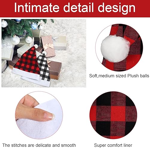 Miniatura 3 de Skylety 12 sombreros de Navidad de búfalo a cuadros de Papá Noel, sombrero de tela no tejida de Navidad para fiesta de Navidad