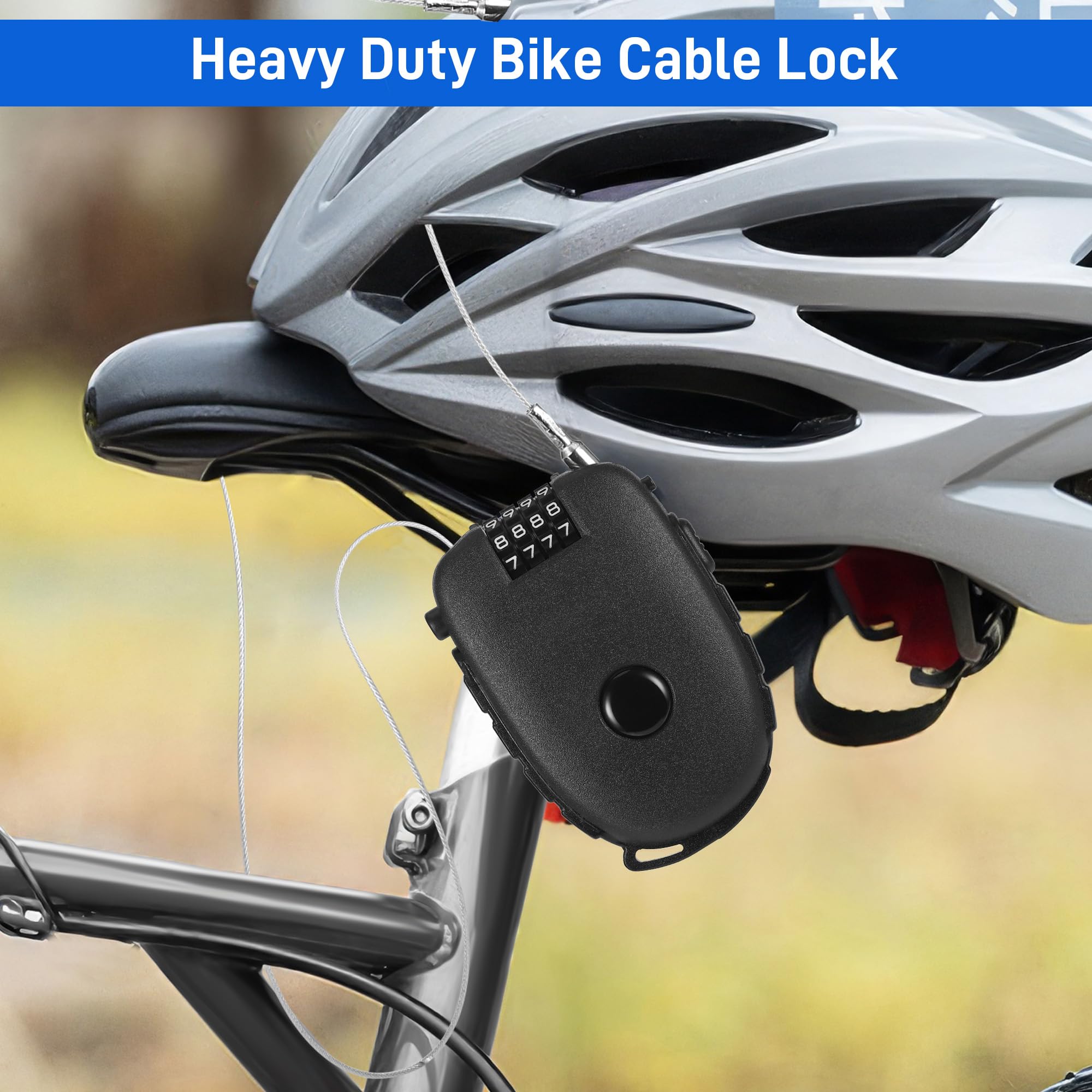 Lucchetto Cavo Retrattile 130cm, 2 Pezzi con Combinazione 4 Cifre, per Casco Moto e Bici, Antifurto Antiruggine, per Bagagli, Sci, Elettrodomestici