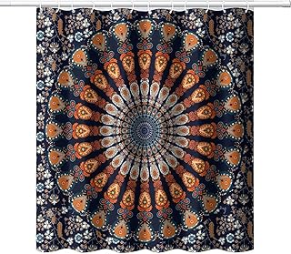 Indian Hippie Bohemian Shower Curtain Beautiful Peacock Mandala Multi Co...