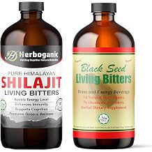 Herboganic Shilajit Living Bitters Featured with Black seed Bitters for overall health and wellness |Pack of 2 |16 Oz Each