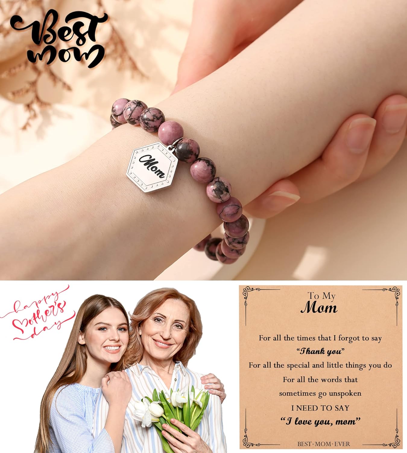 TONY & SANDY Unique Valentines Day Gifts for Her, Mom, Daughter, Wife, Friends, Sister, Aunt - Beaded Bracelets Women Teen Girls Gifts Jewelry on Birthday Graduation Easter - Image 2