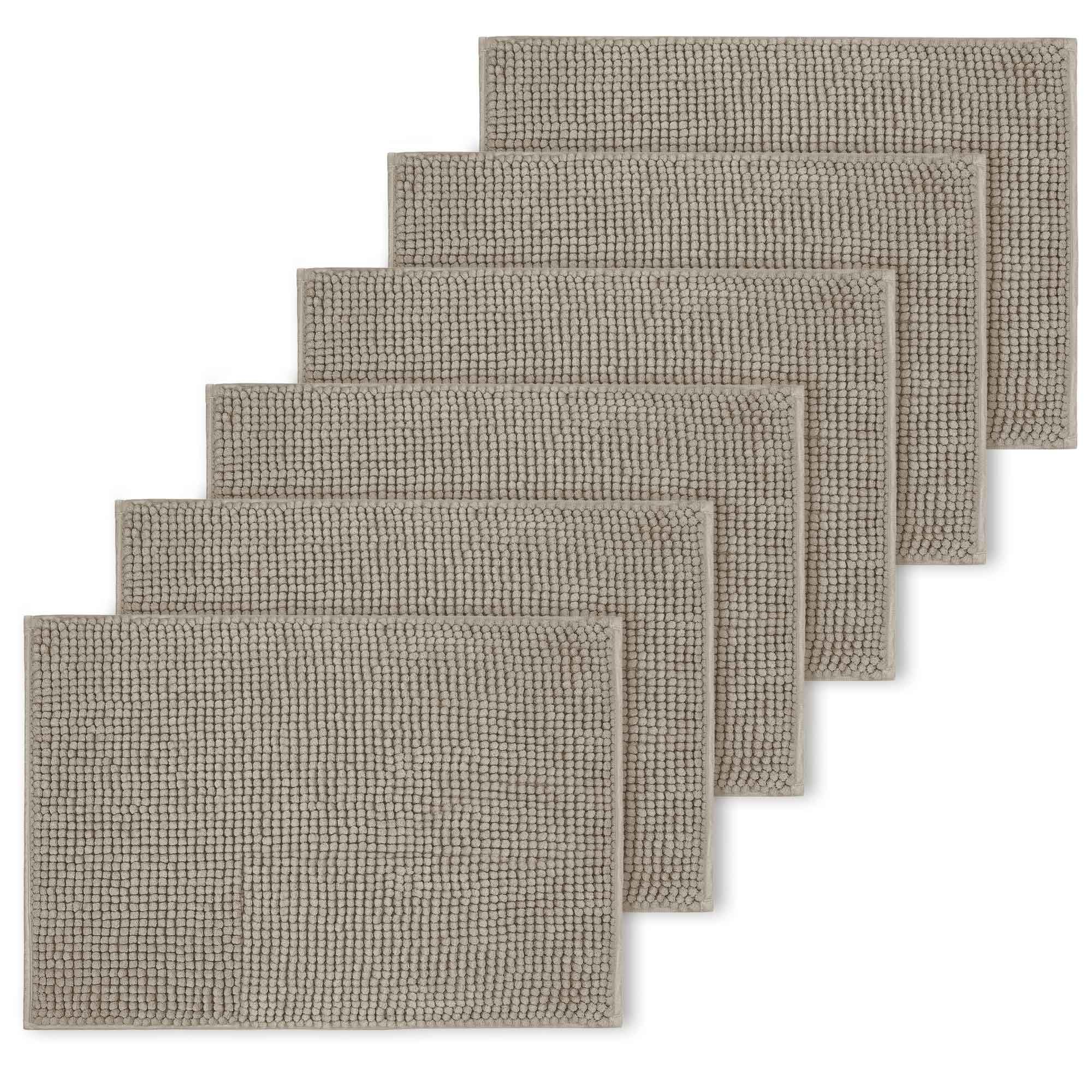Hafaa Khaki Bath Mat Non Slip Anti Mould –(6 Pack) Bathroom Mat 50 x 80 cm Machine Washable Bath mats Super Absorbent Extra Soft Fluffy Shower mat