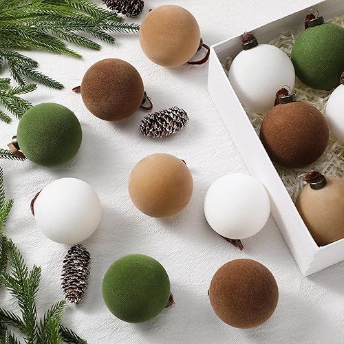 Sotiff 48 Pcs Christmas Tree Decorations 2.4 Inch Velvet Christmas Balls Christmas Ornaments Balls for Family Holiday Wedding Party Xmas Tree