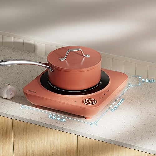 Miniatura 7 de CIARRA CATIH1A-O - Estufa de inducción portátil, quemador eléctrico delgado para encimera con sensor táctil y tiempo digital, color naranja