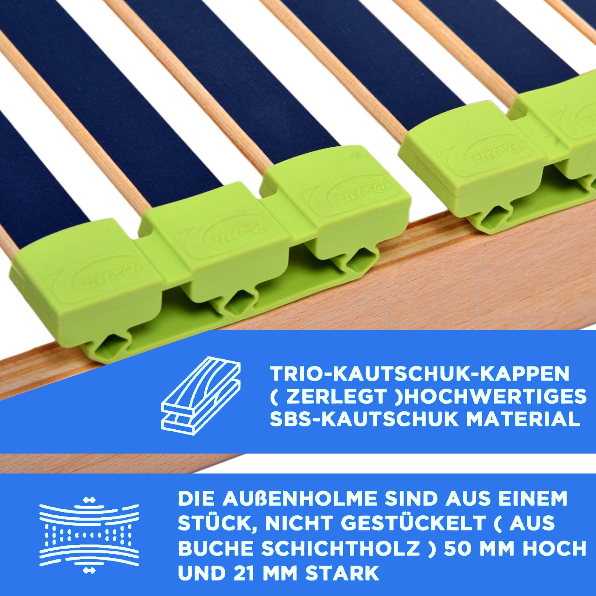 DaMi 7-Zonen Lattenrost Relax NV 140x200cm I mit 6 Härtestufen, Made in Germany, Buche & Birke, 42 Federholzeisten, Bett Lattenrahmen zur Selbstmontage, Bettrost extrem hochwertig & stabil