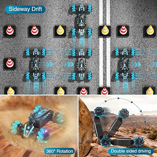 Miniatura 7 de Axirata - Coche de control remoto controlado a mano, coche de acrobacias RC con gestos con spray, luces y música para niños de 6 a 13 años, 4WD