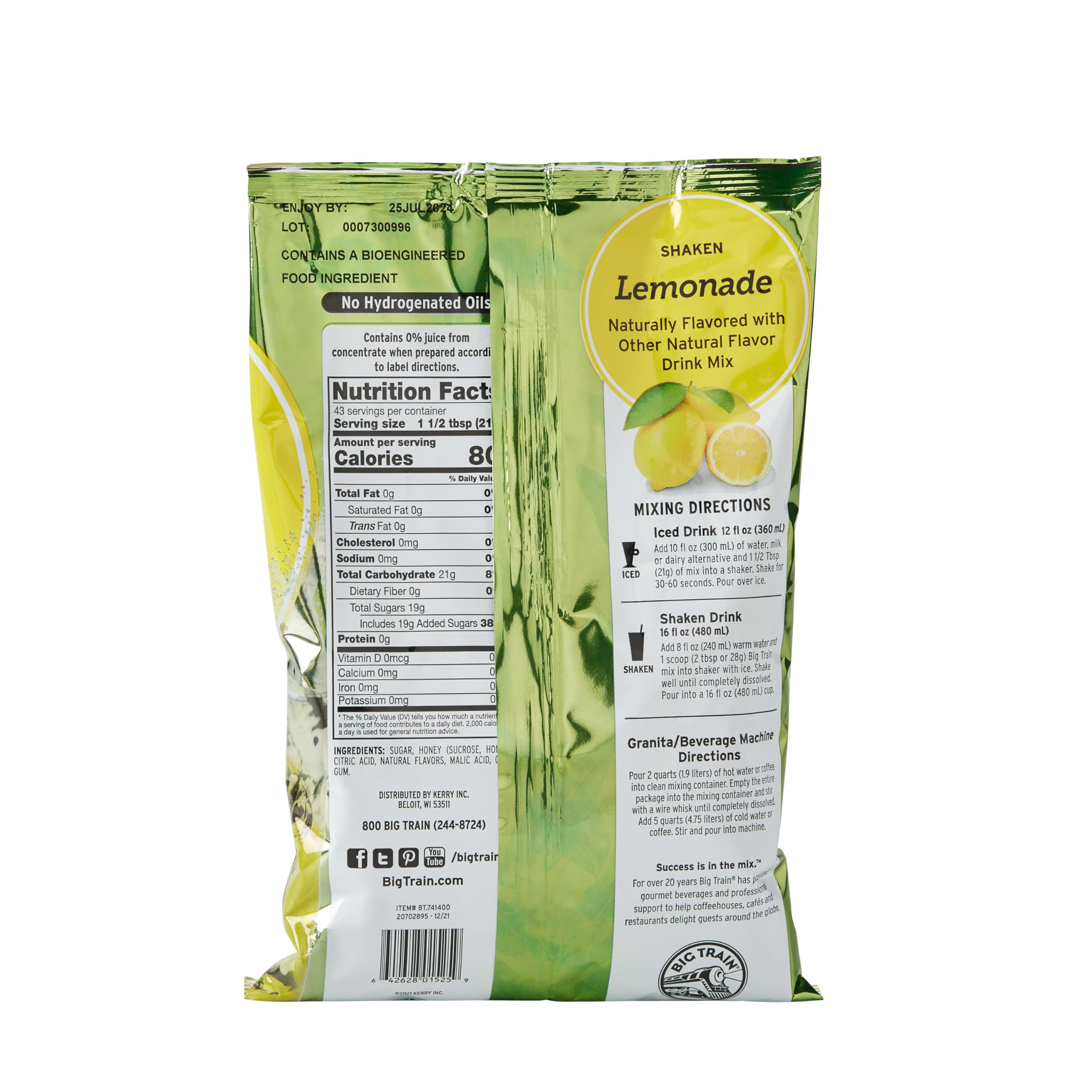 Big Train Shaken Lemonade Beverage Mix, 2 Pound (Pack of 1)
