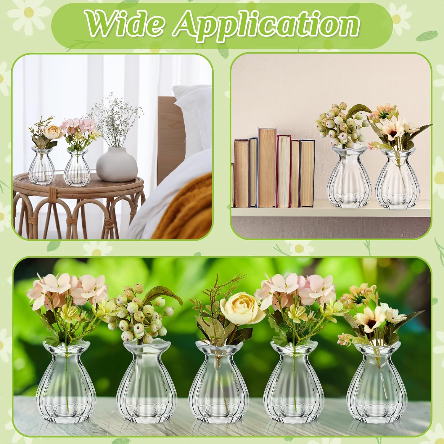 12 Pieces Glass Bud Vases for Centerpieces Bulk Mini Flower Bouquets Vases Small Cute Crystal Ribbed Glass Bud in Bulk for Wedding Baby Bridal Shower Table Party Home Decor (Clear) - Image 4