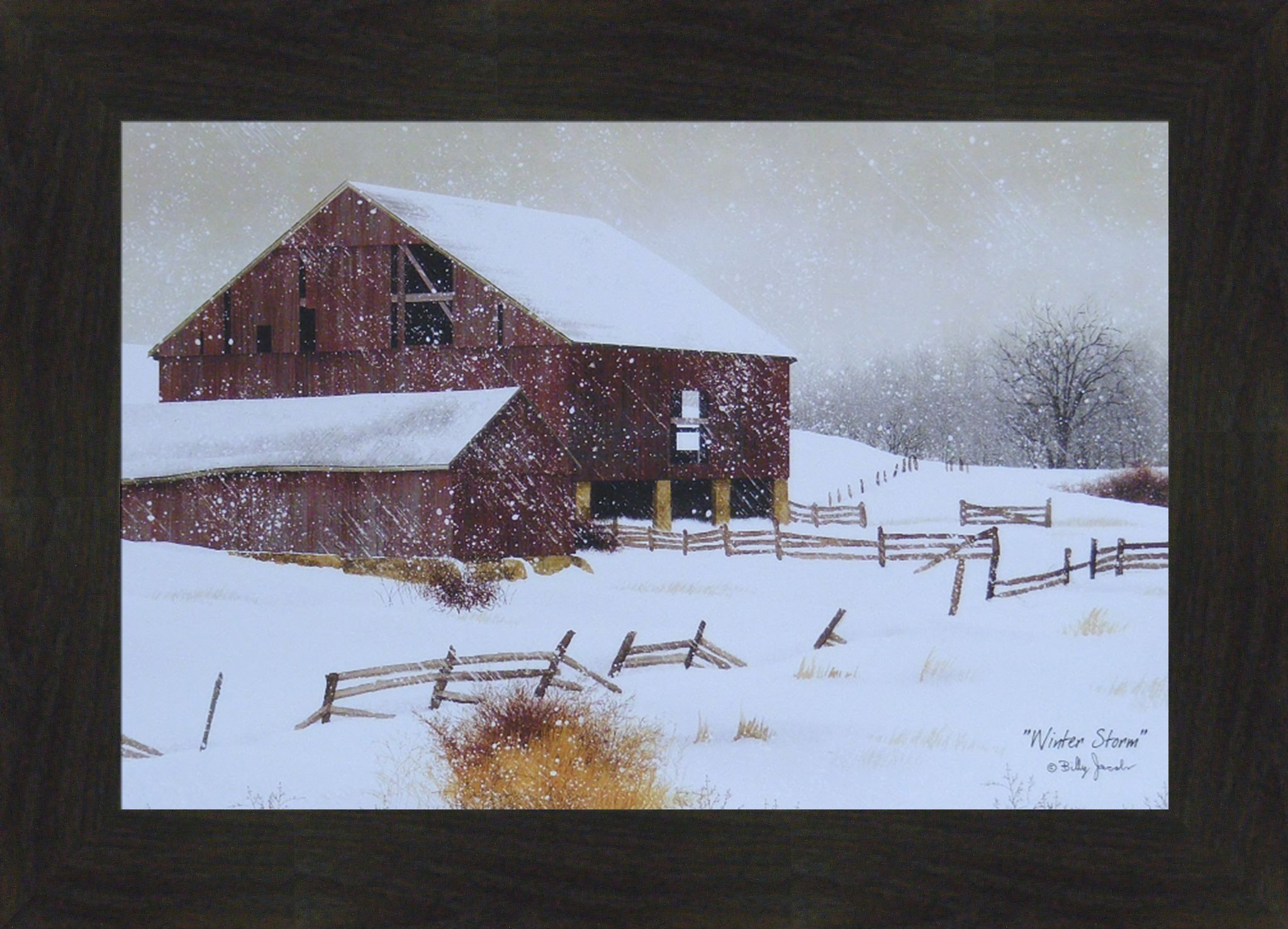 Amazon.com: Winter Storm by Billy Jacobs 16x22 Snowing Snow Old