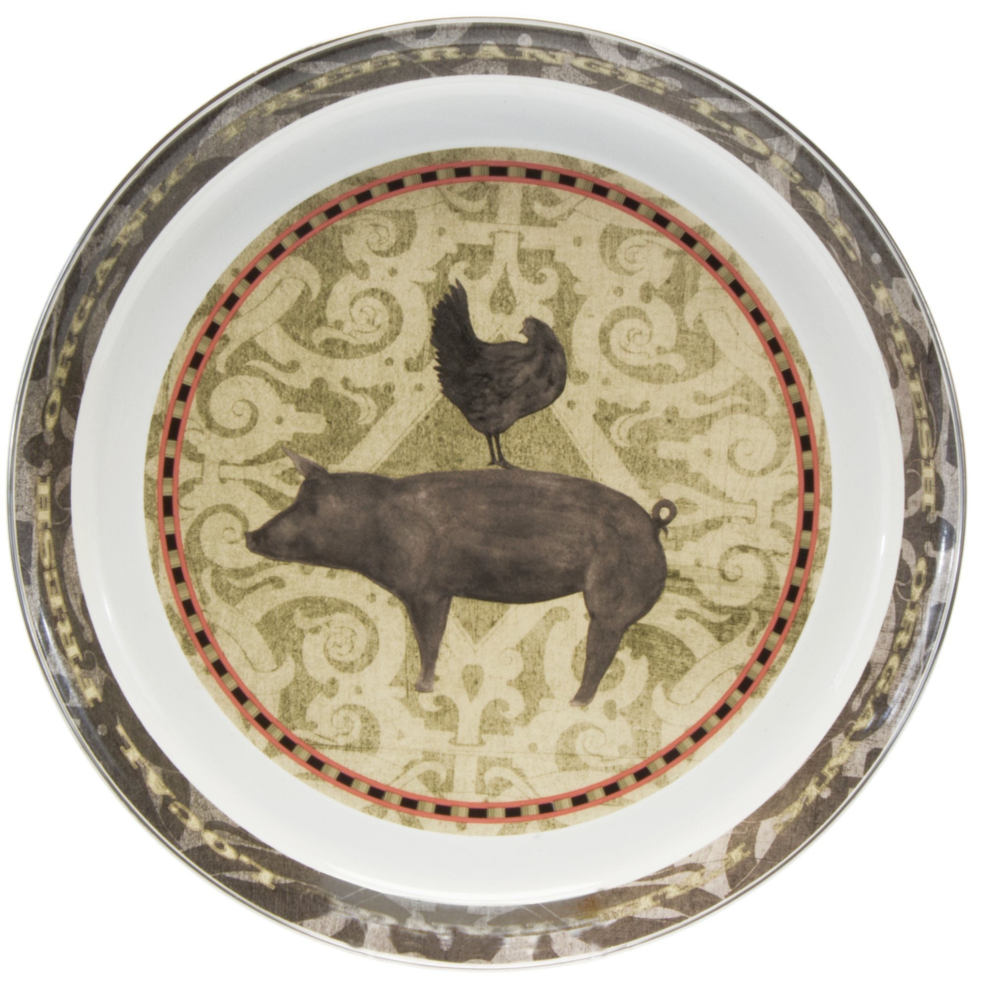 Enamelware - Farm to Table Pattern - 15.5 Inch Round Serving Tray