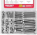20Set M6 Vis tête hexagonale en acier inoxydable Bouchons et écrous plats & Kit d'assortiment de rondelles de serrure, 304 Acier inoxydable 18-8,Fully Machine Fil 25mm 40mm 50mm 60mm 80mm