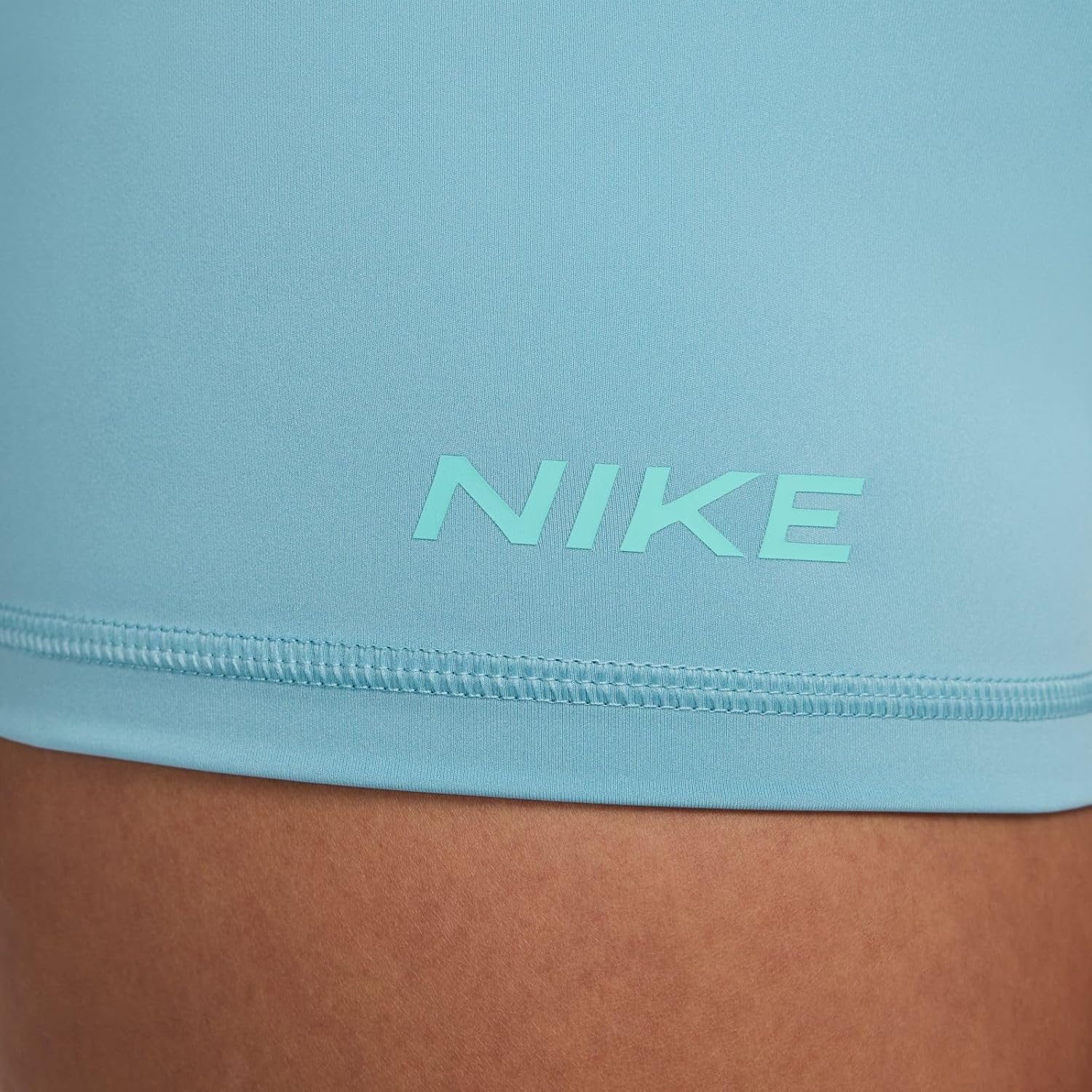 Nike Pro Women's Mid-Rise 3" Graphic Biker Shorts (Denim Turquoise/Glacier Blue/Green Frost/White, FV7838-464) Size Small
