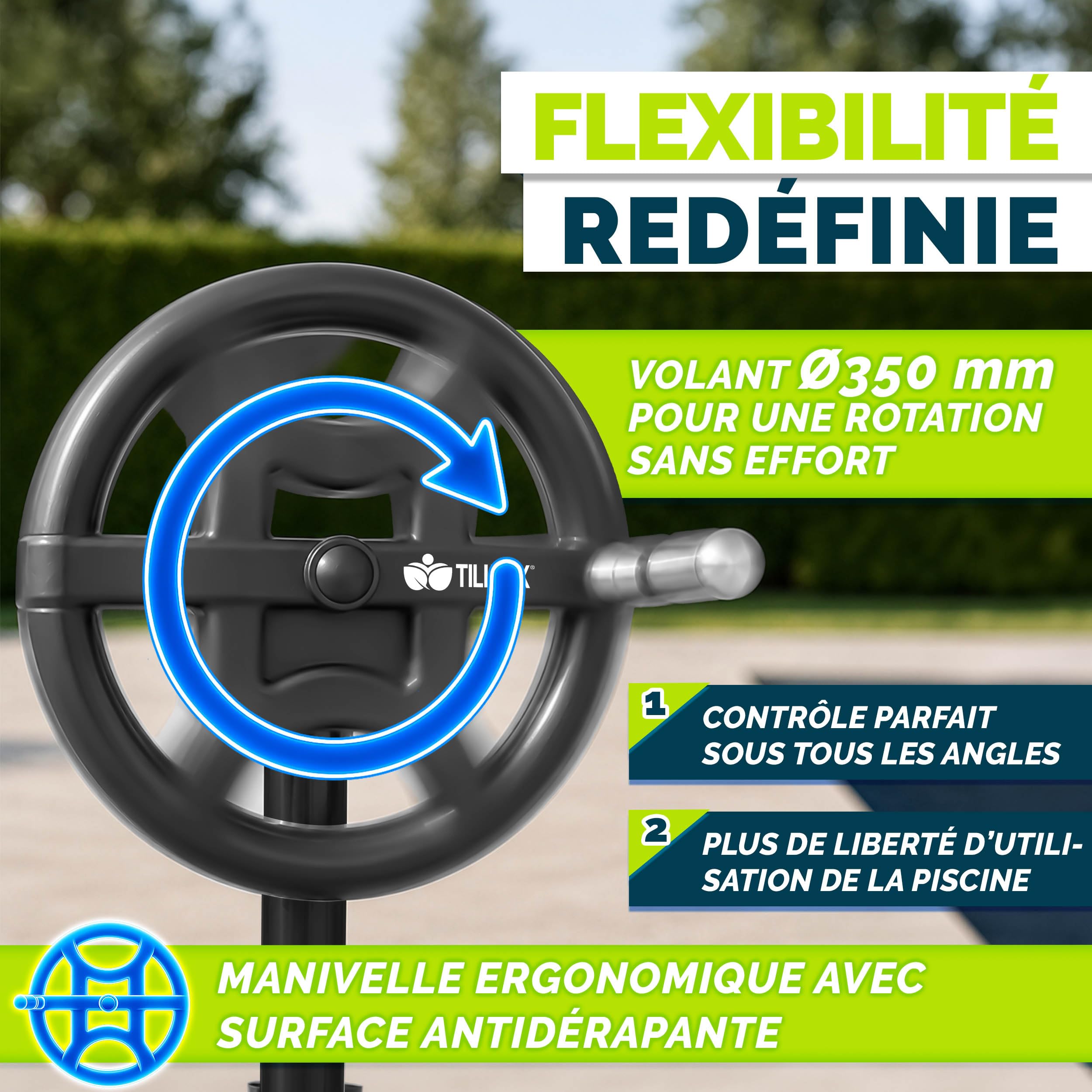 tillvex Enrouleur de Piscine 3-5,70 m avec pneus Pleins Thermomètre & Pattes de Fixation | Système d'enroulement pour bâche Solaire | Dispositif de déroulement pour bâche et Couverture de Piscine