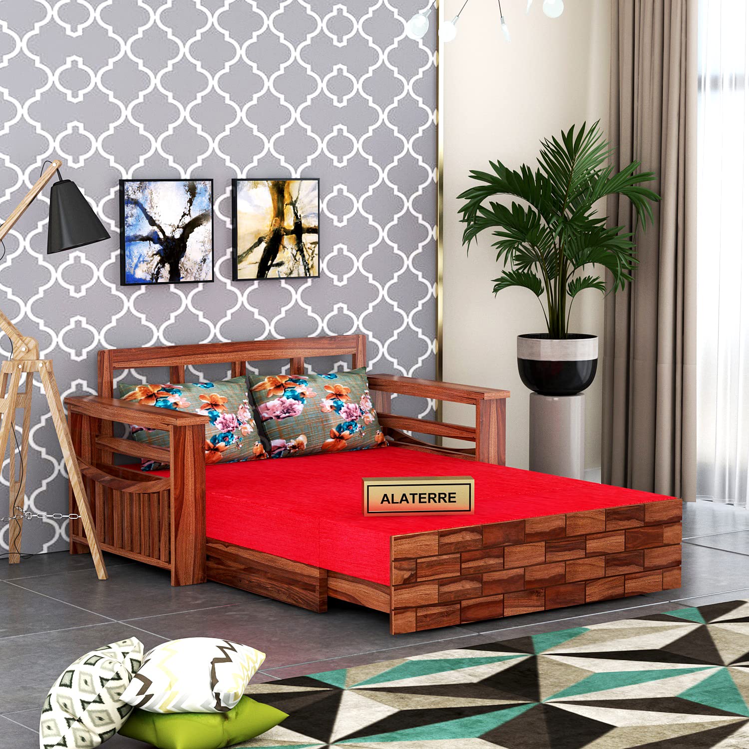 Solid Sheesham Teak Wood 2 Seater Sofa Cum Bed for Home | Sofa Cums Bed for Living Room Wooden | Sofa Bed with Storage | Without Pillow | 2 Seater, Honey Finish Solid Sheesham Teak Wood 2 Seater Sofa Cum Bed for Home | Sofa Cums Bed for Living Room Wooden | Sofa Bed with Storage | Without Pillow | 2 Seater, Honey Finish