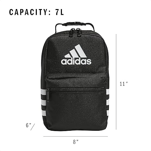 Miniatura 6 de adidas Santiago Lonchera unisex con enfriador para mujeres y hombres, contenedor de alimentos aislado con bolsillo de malla, Negro/Blanco, Talla