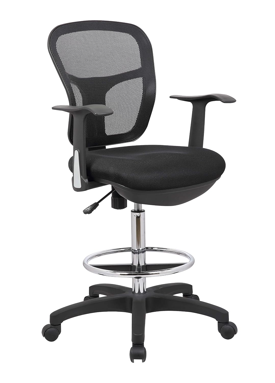 Office Factor Drafting Chair with Foot Ring, Mesh Back Drafting Clerk Stool, Adjustable Height, Removable Arms Swivel Chai...