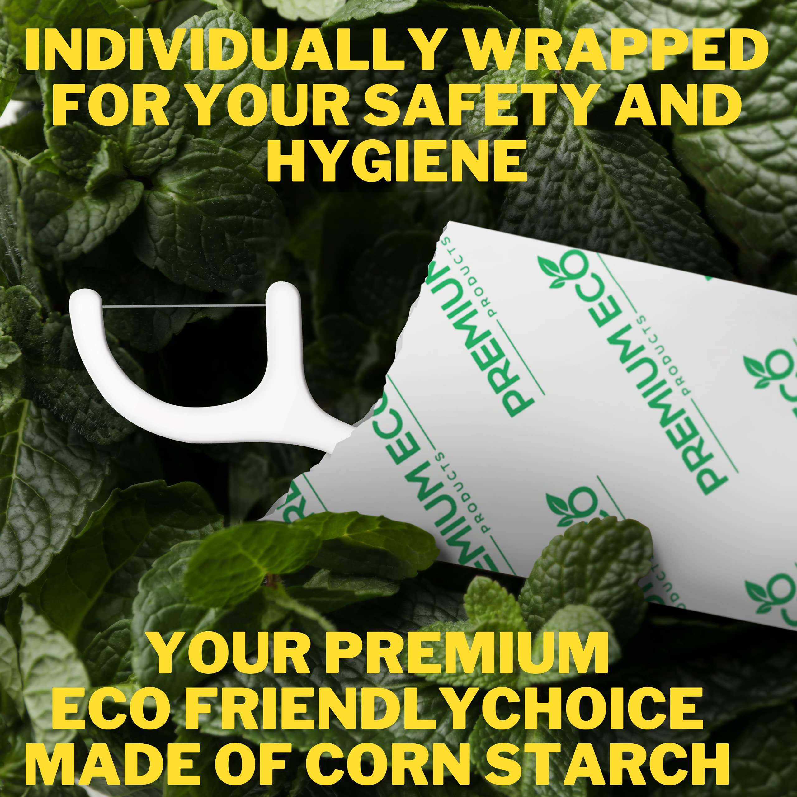 Individually Wrapped Eco Friendly Floss Picks Vegan Biodegradable