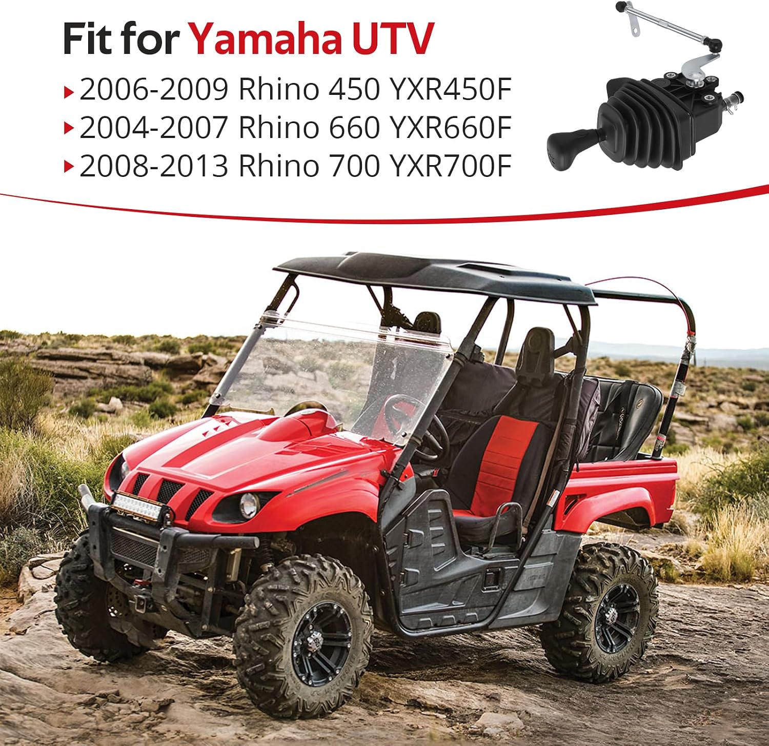 JAVIK Gear Shifter & Rod Kit Fit for Yamaha Rhino 450 660 700 YXR450F YXR660F YXR700F 2004-2013,OEM# 5UG-18300-10-00 5UG-18104-00-00