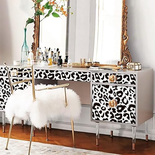 Vista 3 de Ismoon Delicado papel tapiz blanco y negro para despegar y pegar de 17.3 x 118 pulgadas, papel tapiz de leopardo moderno, papel de contacto blanco